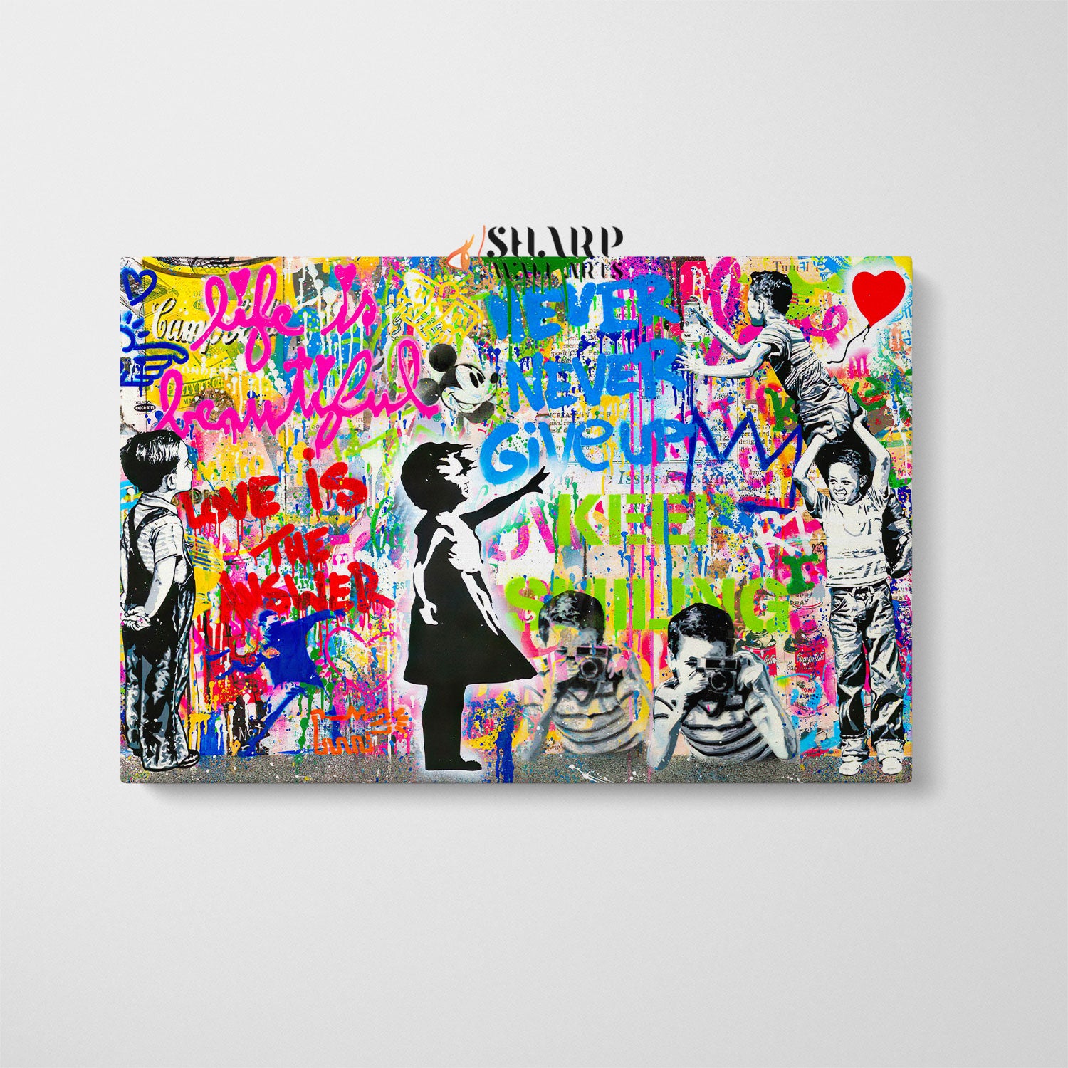 Banksy Mix Life Is Beautiful Canvas Wall Art