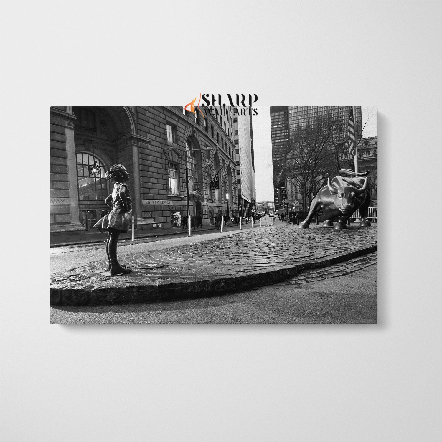 Charging Bull And Fearless Girl Canvas Wall Art