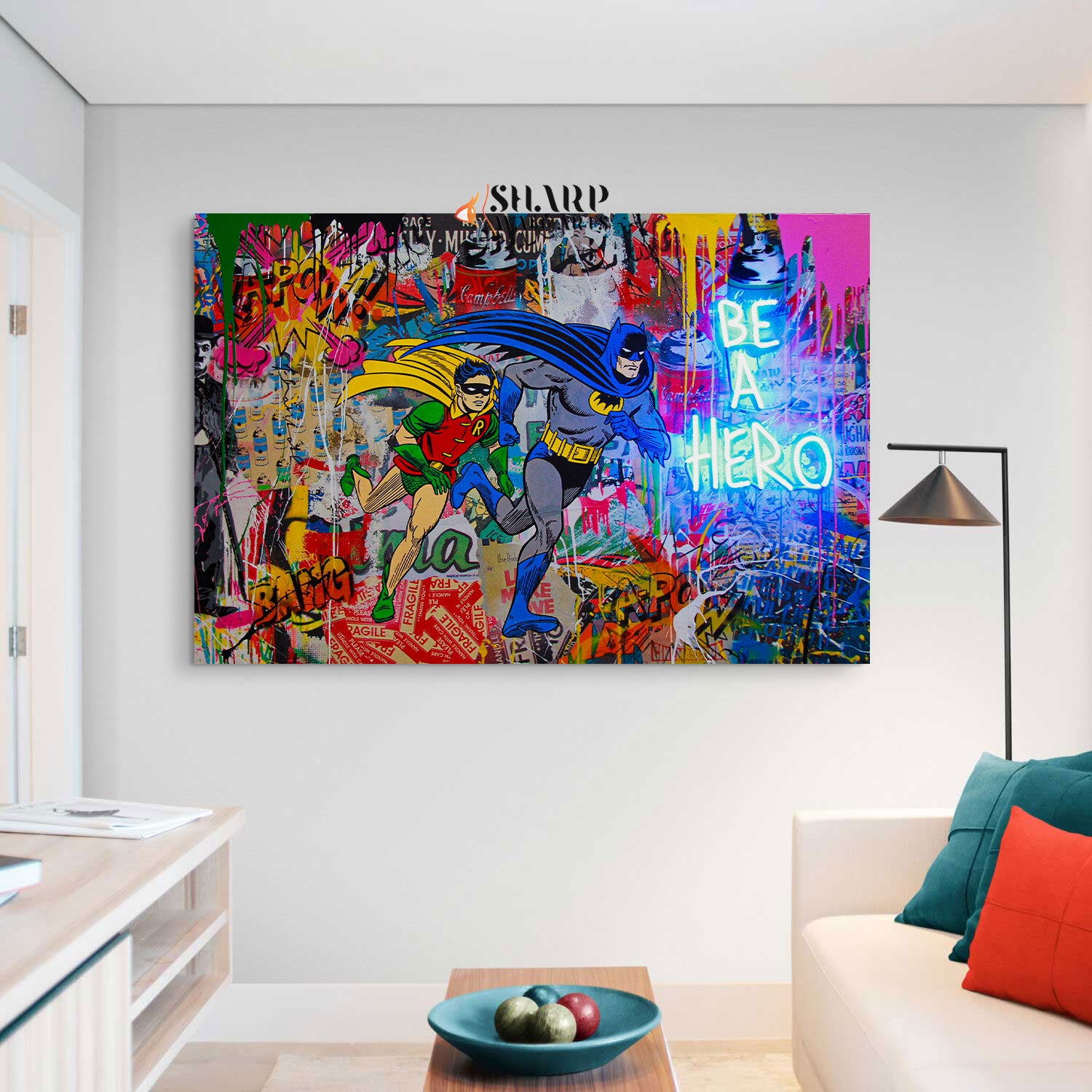 Banksy Inspired Superheroes Wall Art Canvas