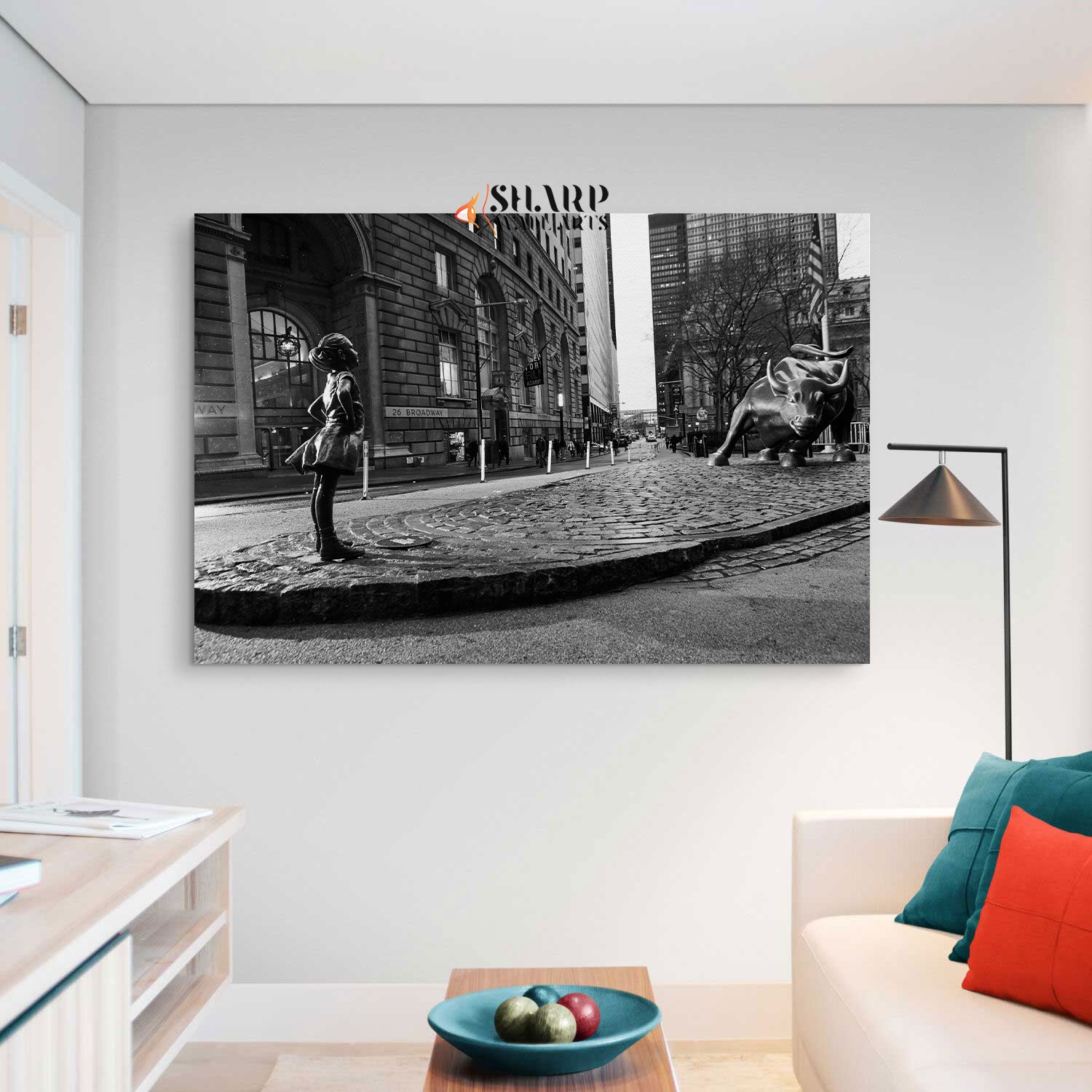 Charging Bull And Fearless Girl Canvas Wall Art