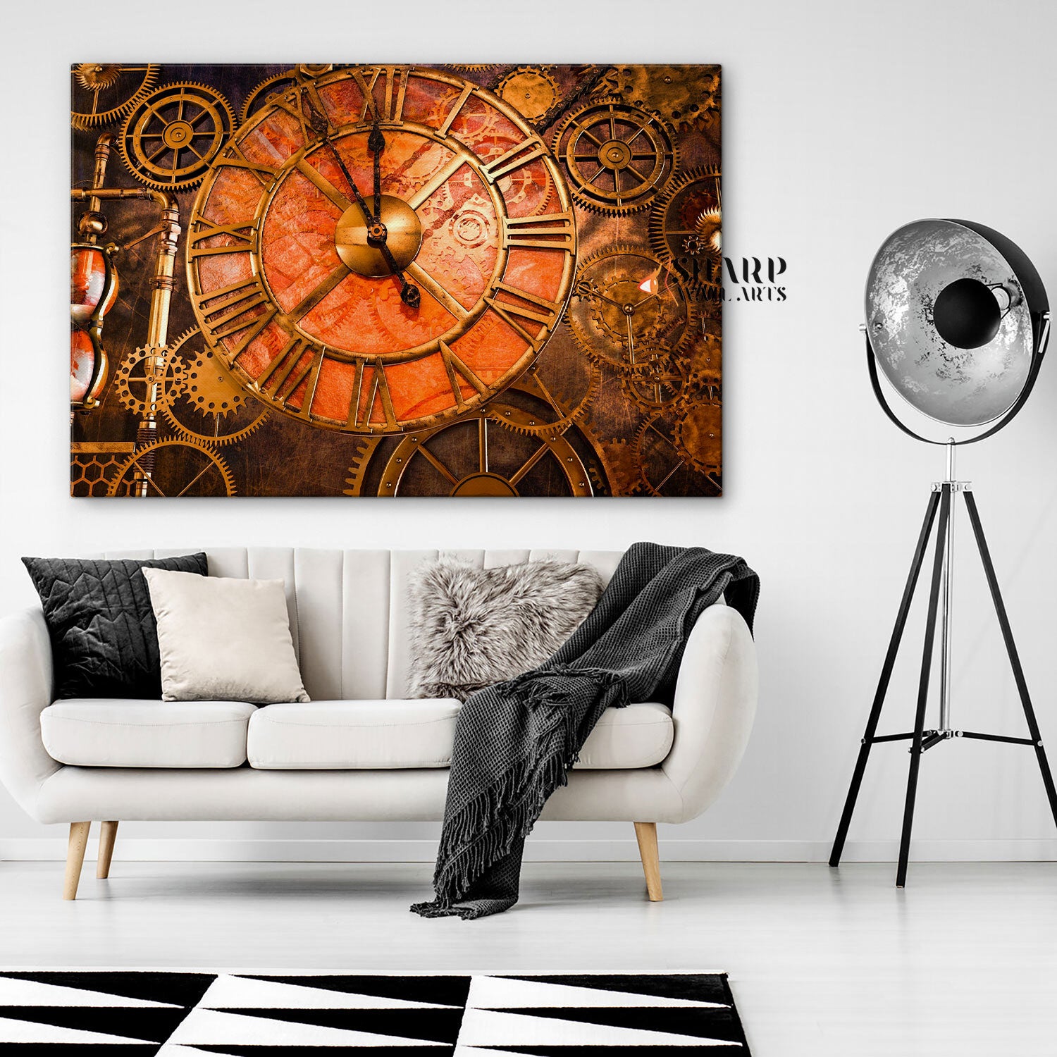 Steampunk Clock Wall Art Canvas