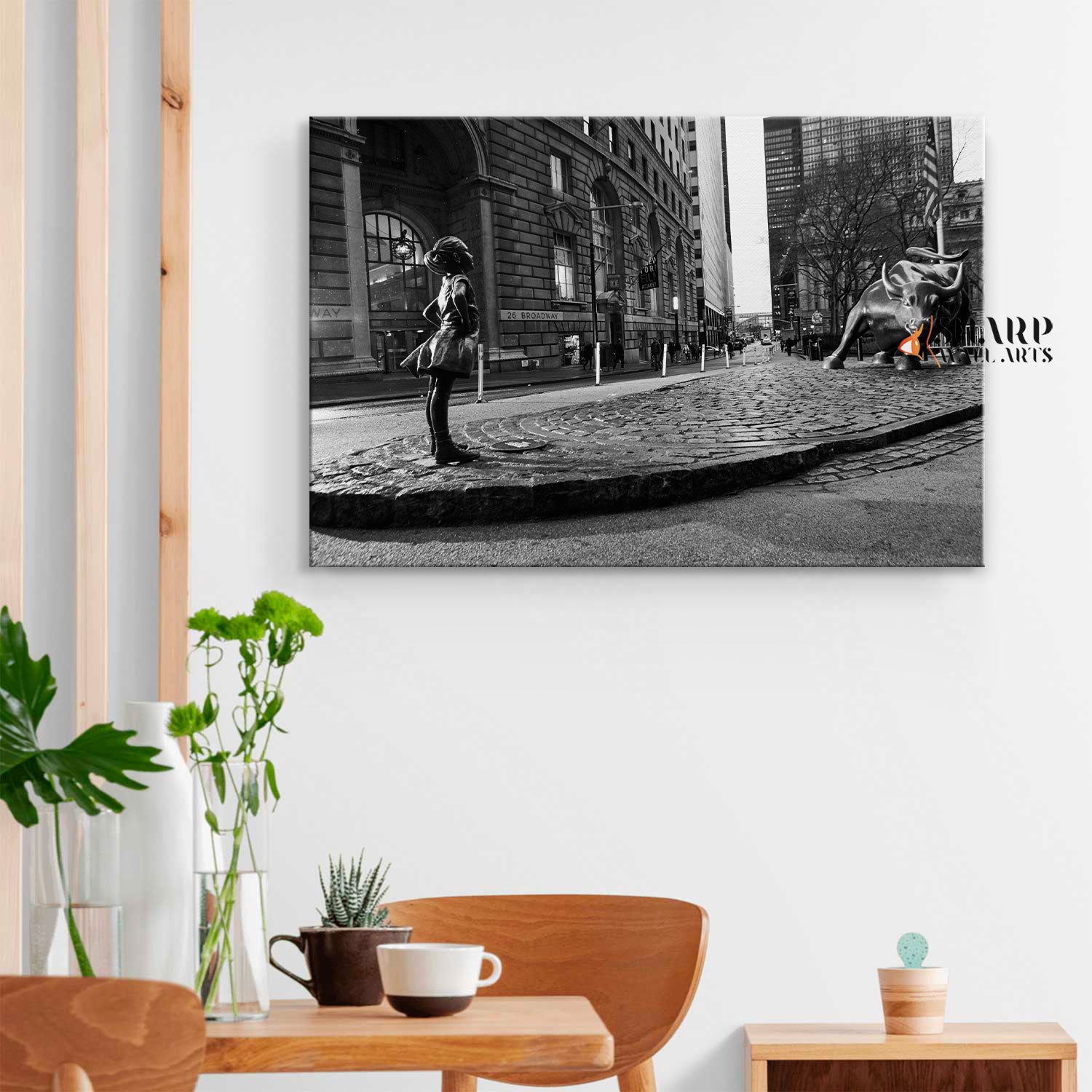 Charging Bull And Fearless Girl Canvas Wall Art