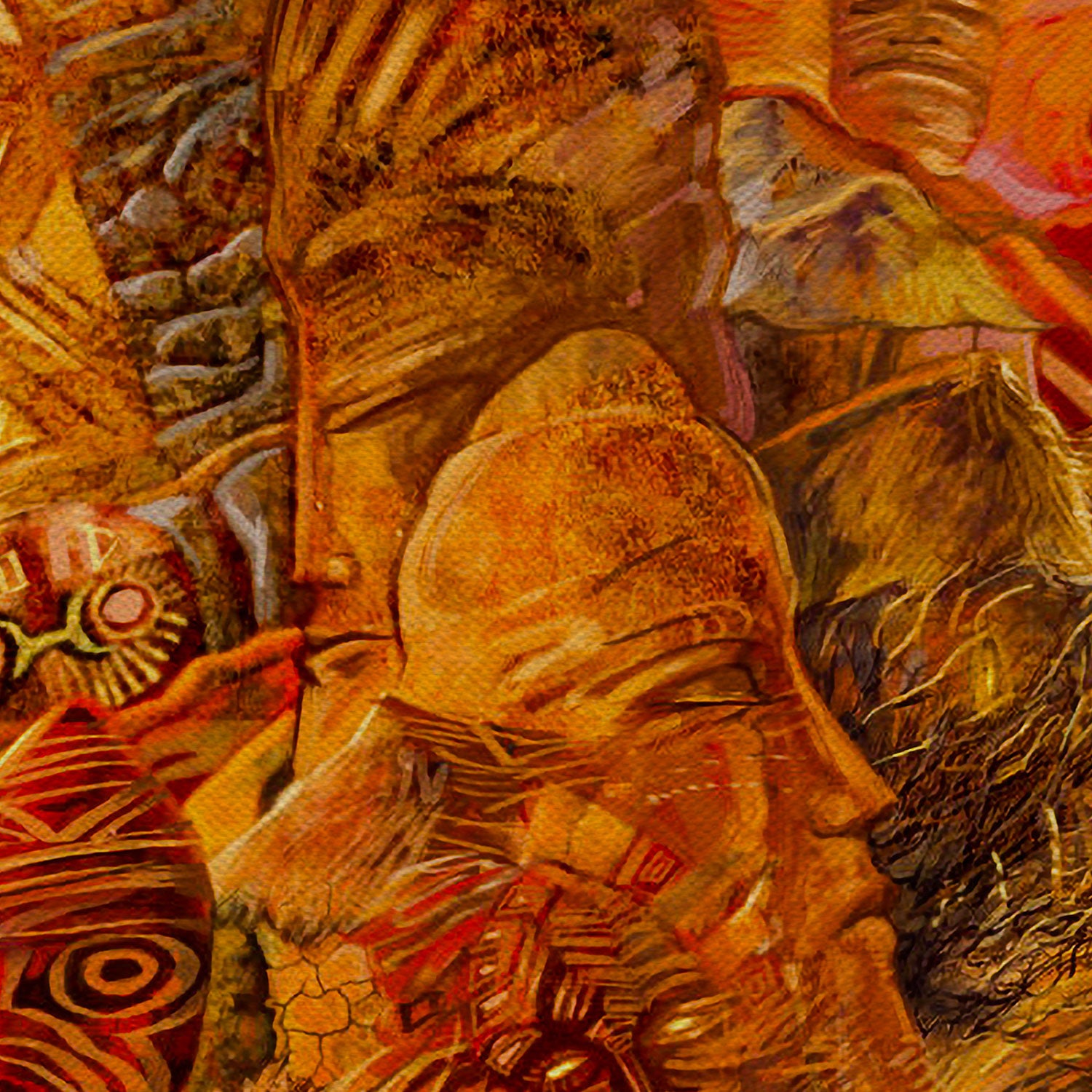African Spiritual Abstract Canvas Wall Art