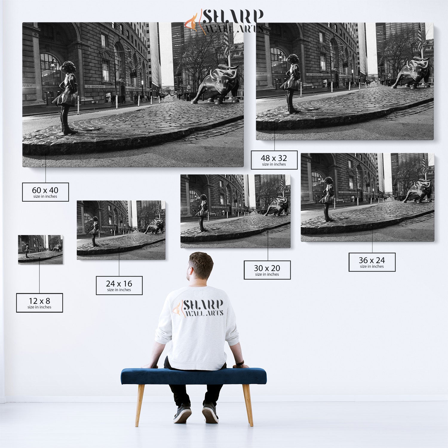 Charging Bull And Fearless Girl Canvas Wall Art