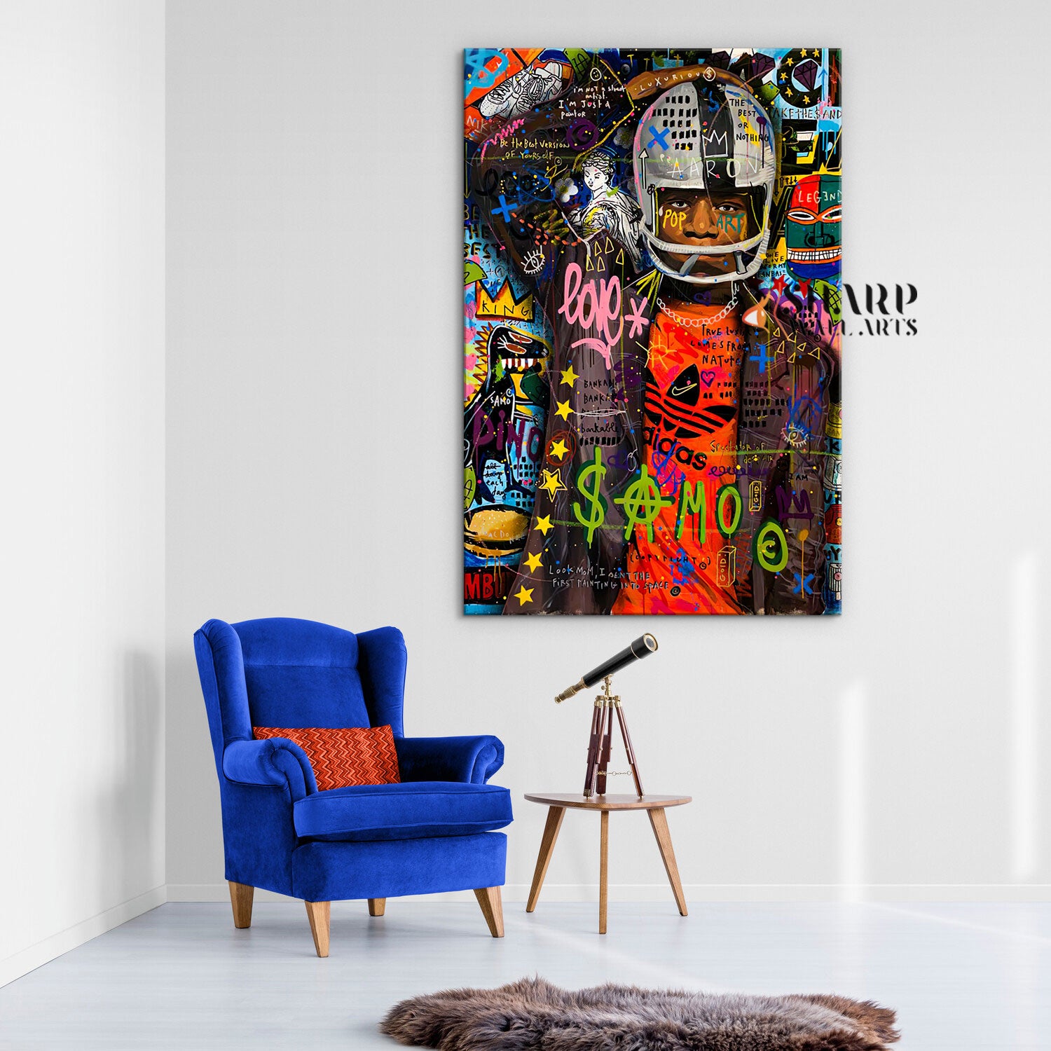 Jean Michel Basquiat King With Crown Canvas Wall Art