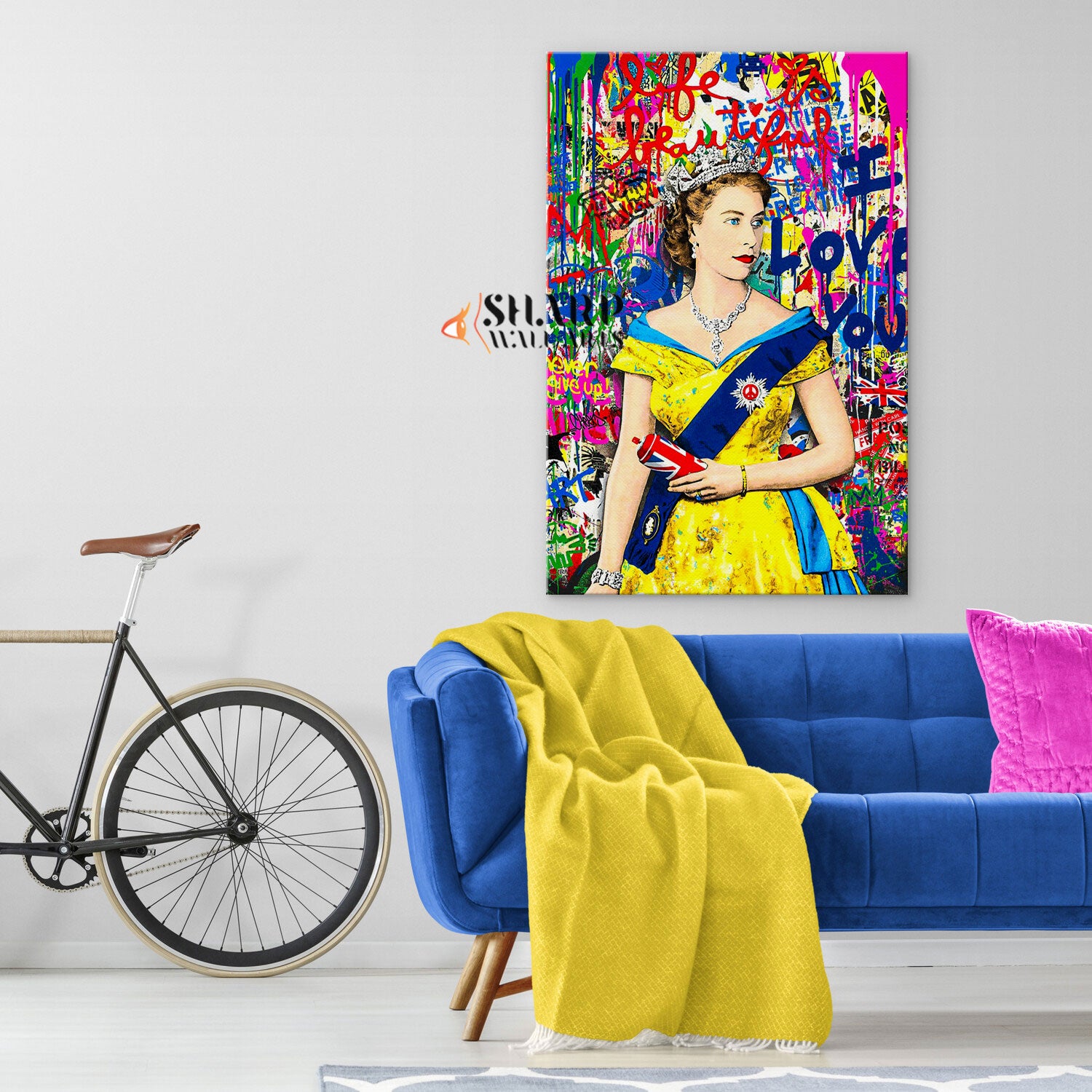 Banksy Queen Elizabeth Graffiti Wall Art Canvas