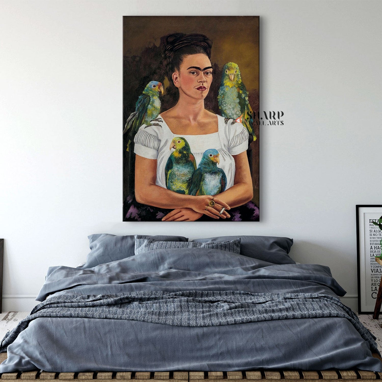 Frida Kahlo Me And My Parrot Canvas Wall Art