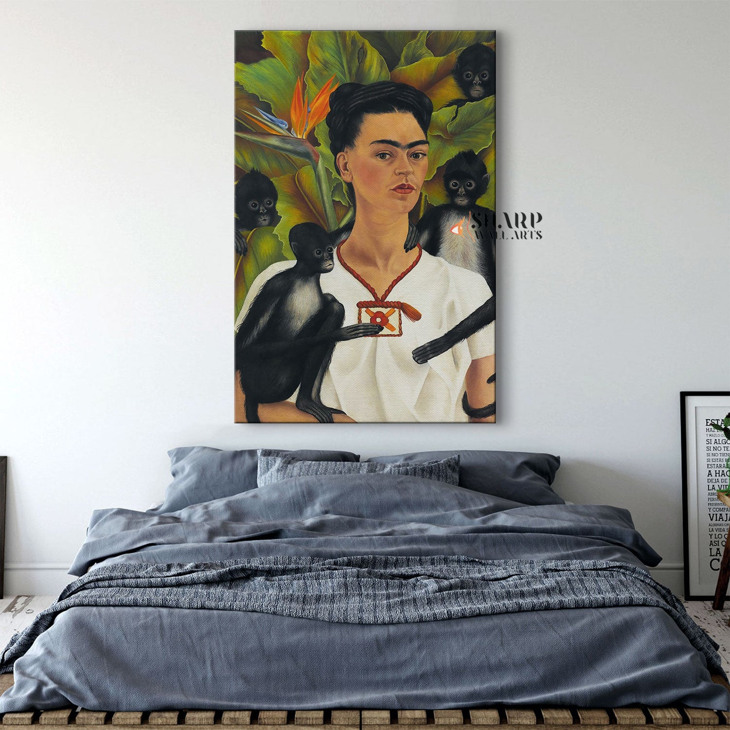 Frida Kahlo Self-Portrait with Monkeys Canvas Wall Art