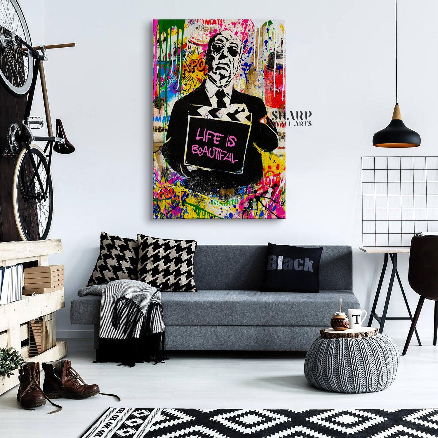 Banksy Hitchcock Canvas Wall Art - SharpWallArts