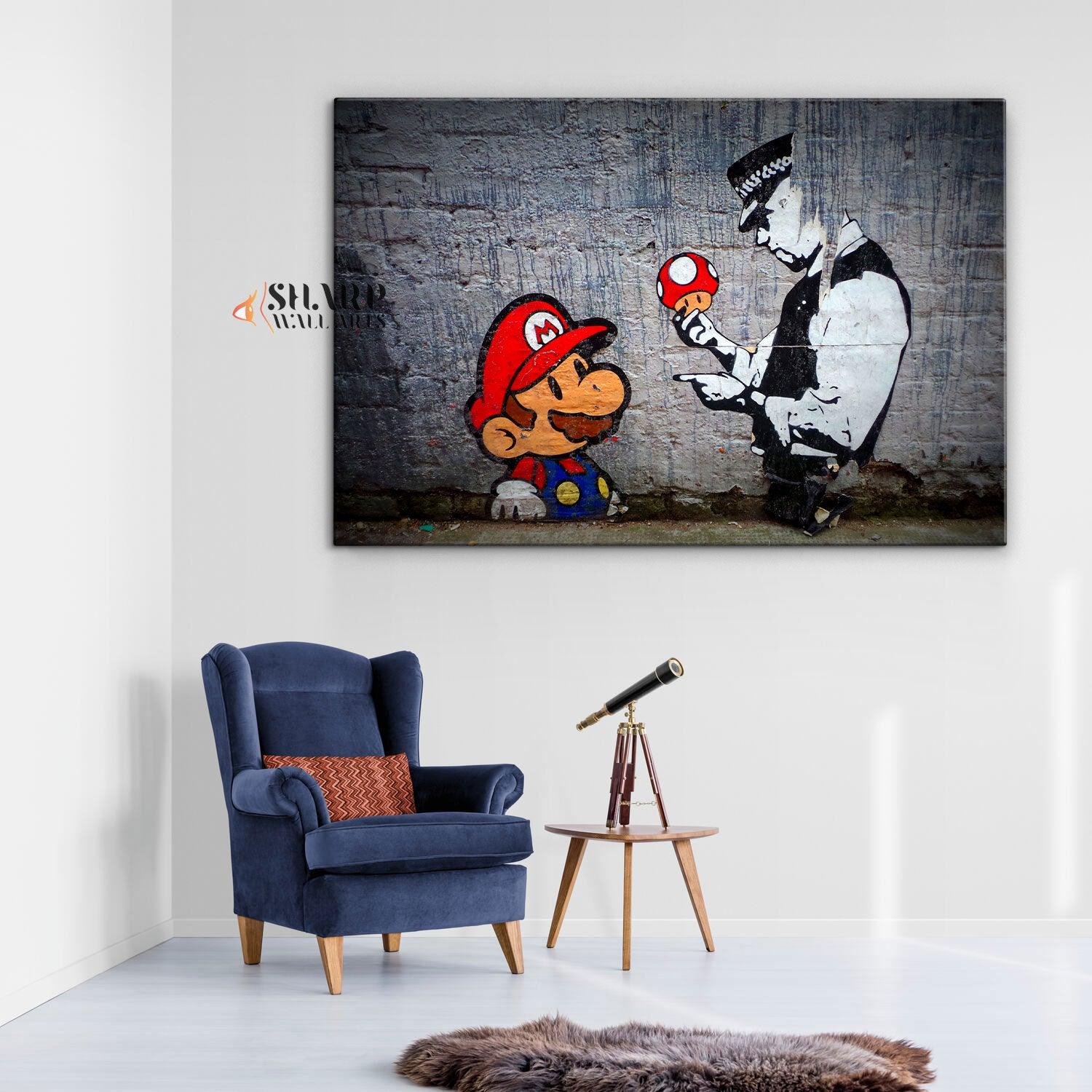 Banksy Super Mario Wall Art Canvas - SharpWallArts