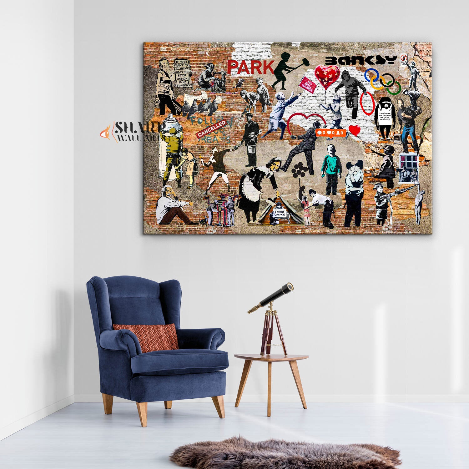 Banksy Collage Canvas Wall Art
