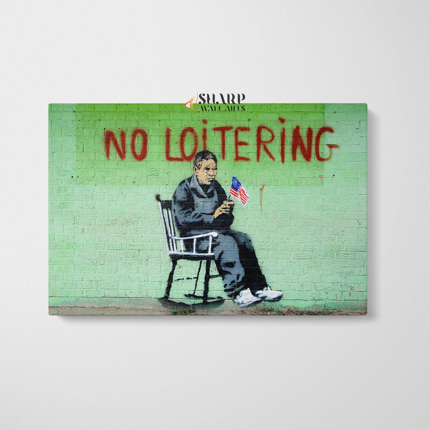 Banksy - No Loitering Wall Art Canvas - SharpWallArts