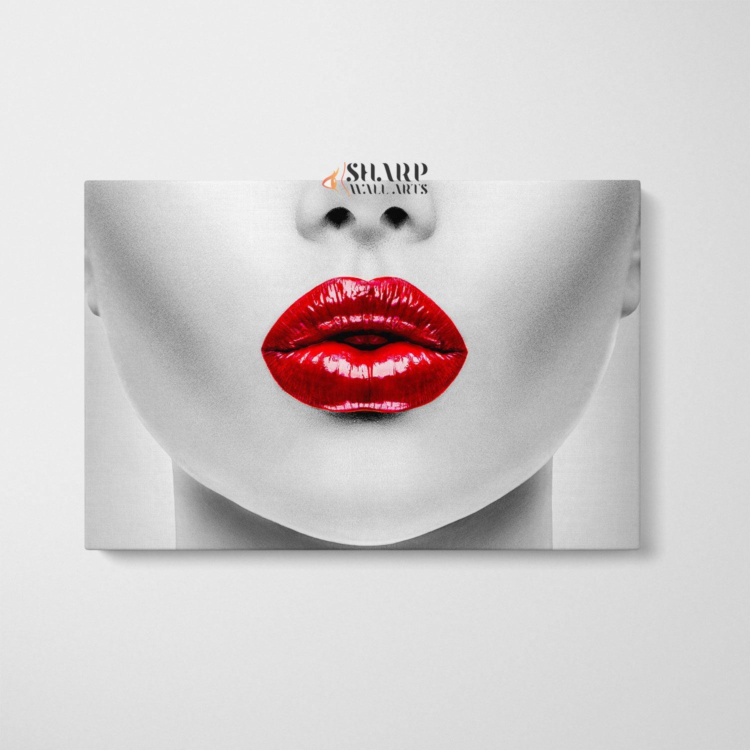 Red Lips Wall Art Canvas - SharpWallArts