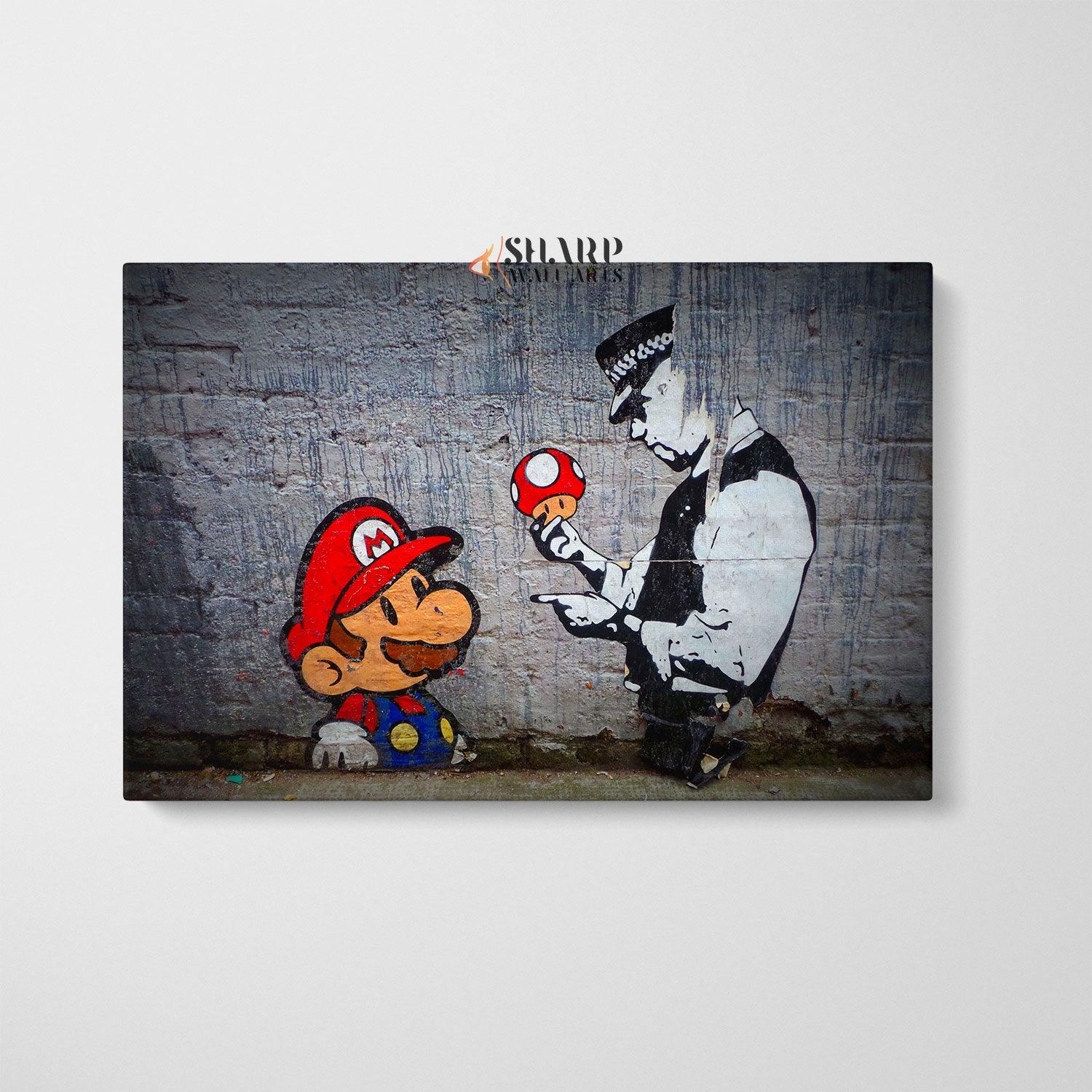 Banksy Super Mario Wall Art Canvas - SharpWallArts