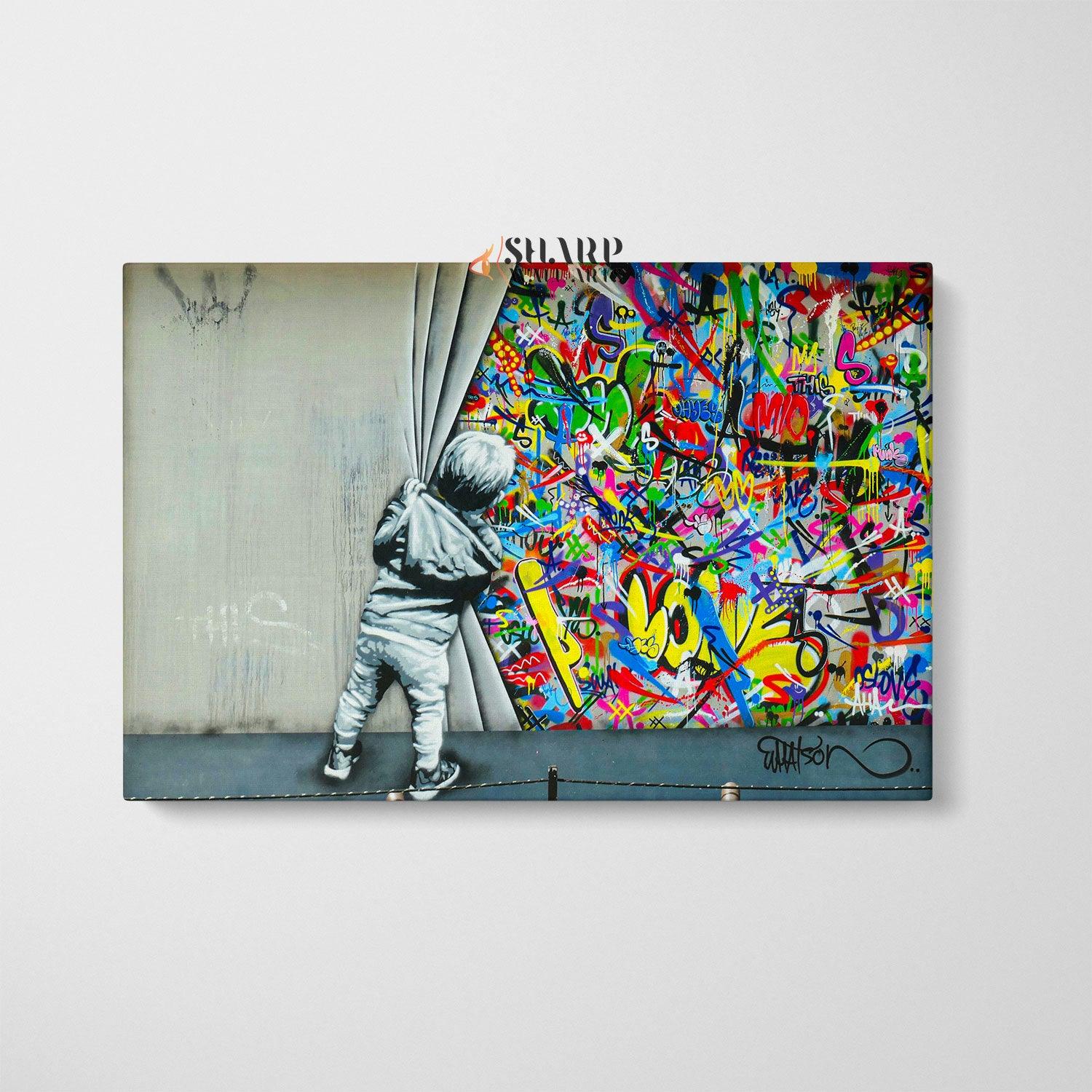 Pennywise Clown vs Banksy Girl with Balloon Wall Art Canvas – SharpWallArts