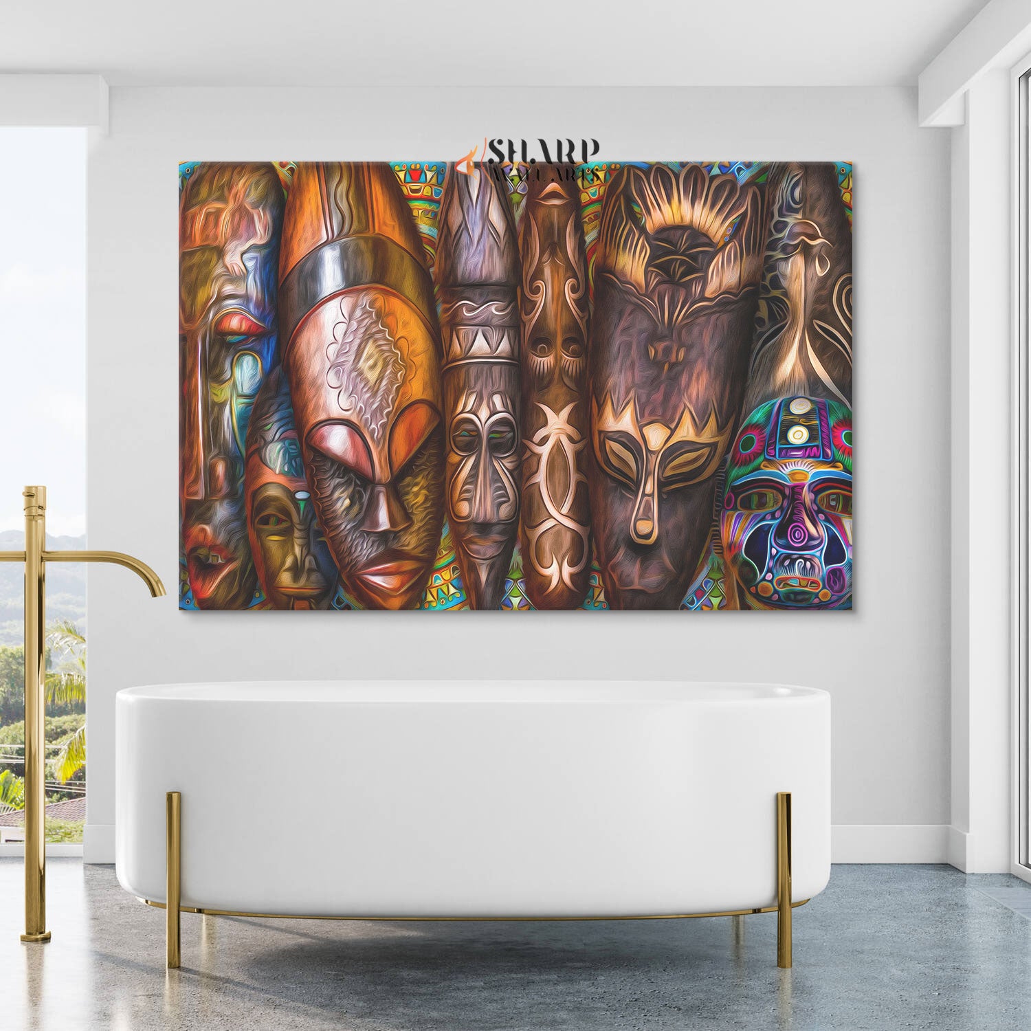 African Tribal Mask Canvas Wall Art