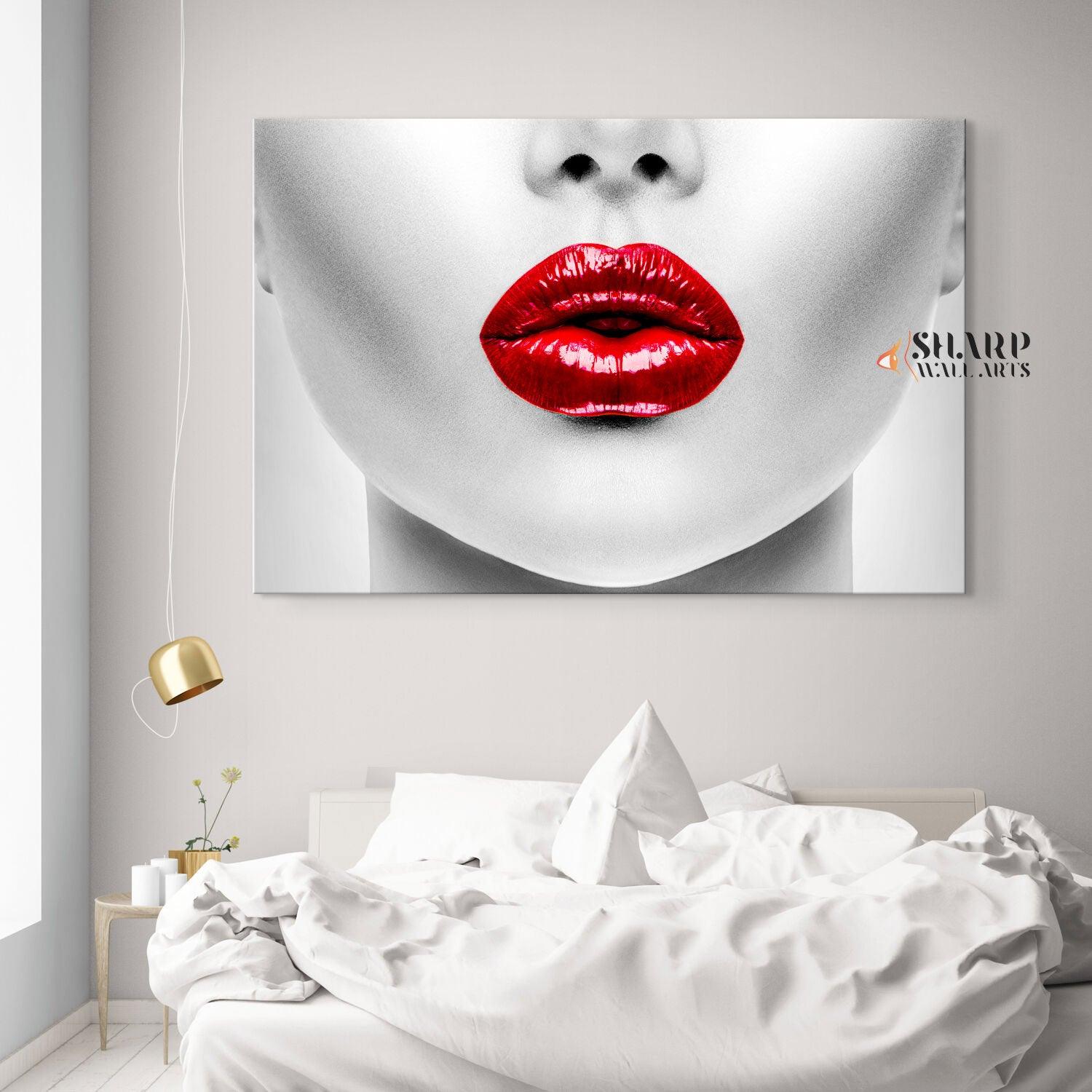Red Lips Wall Art Canvas - SharpWallArts