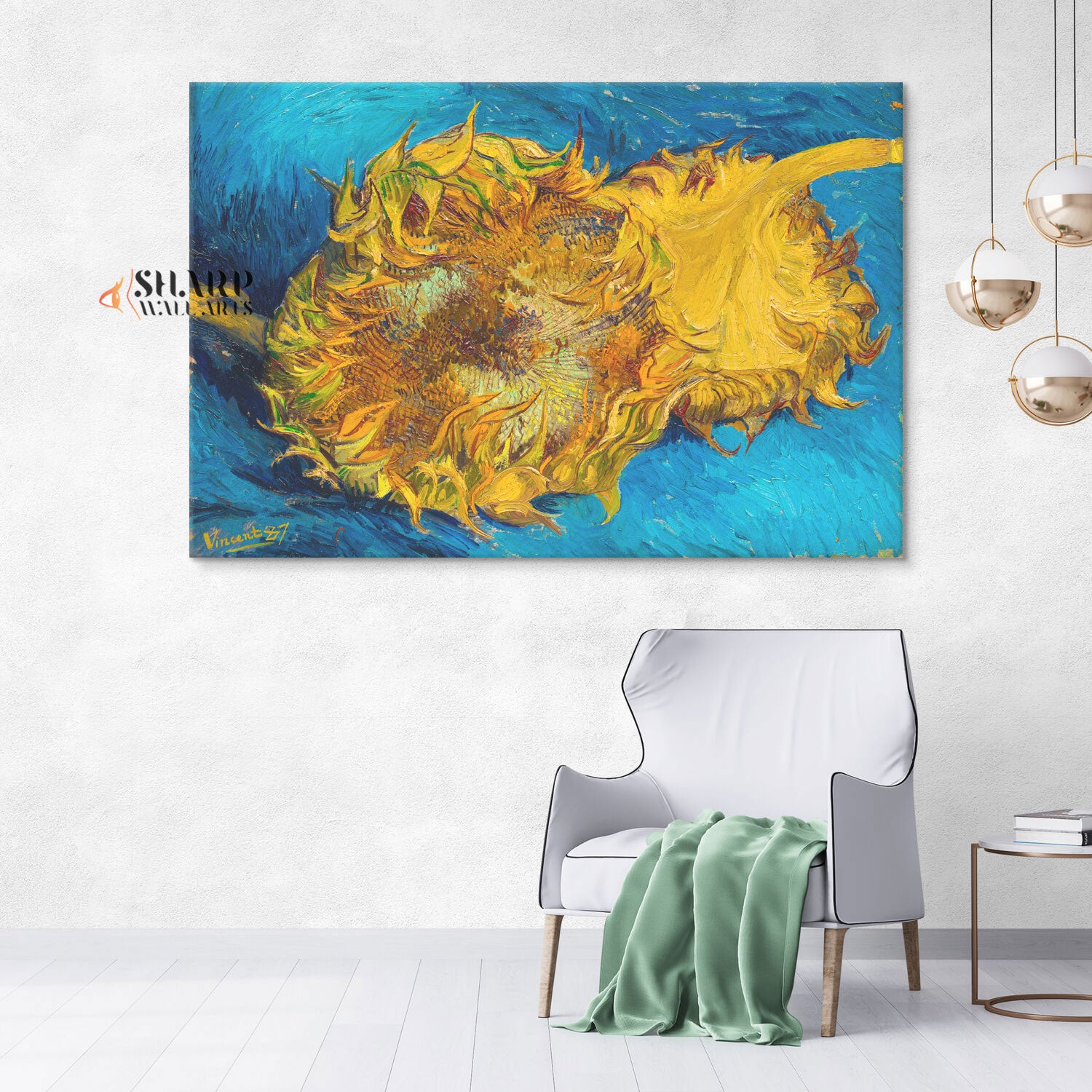 Vincent van Gogh Two Cut Sunflowers Canvas Wall Art