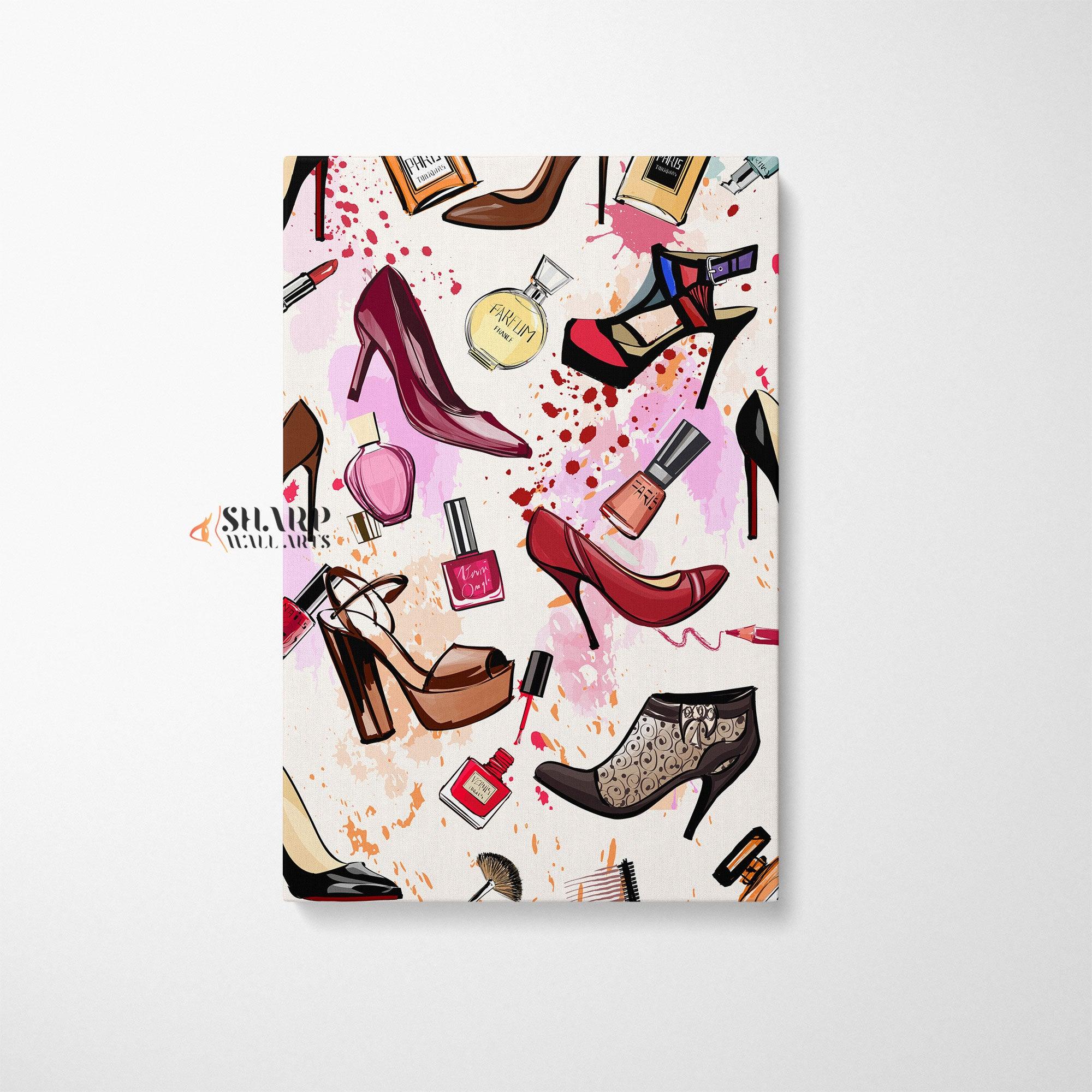 Shoes & Cosmetics - Fashion Wall Art Canvas - SharpWallArts