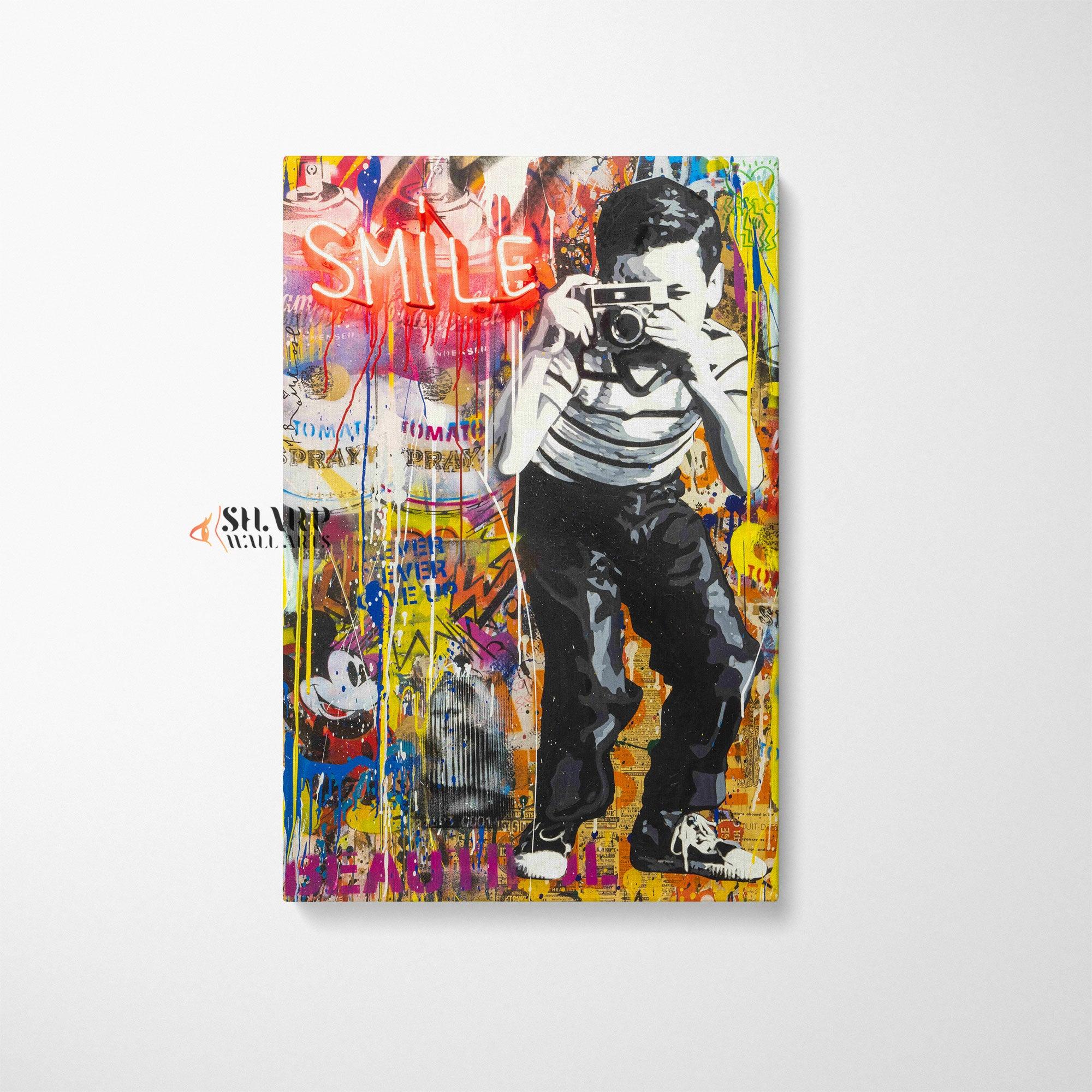 Banksy Smile Canvas Wall Art - SharpWallArts