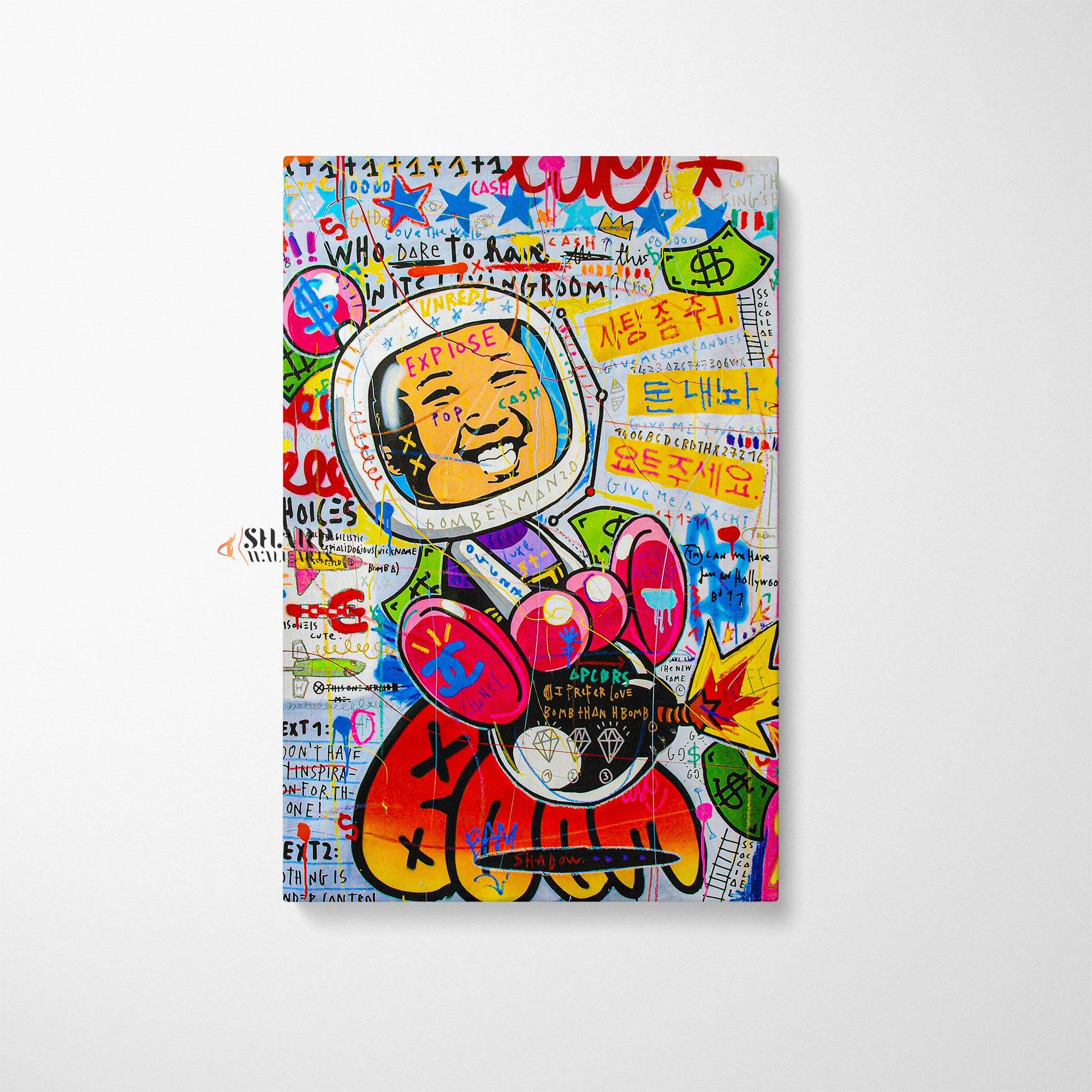 Banksy Style Graffiti Wall Art Canvas - SharpWallArts