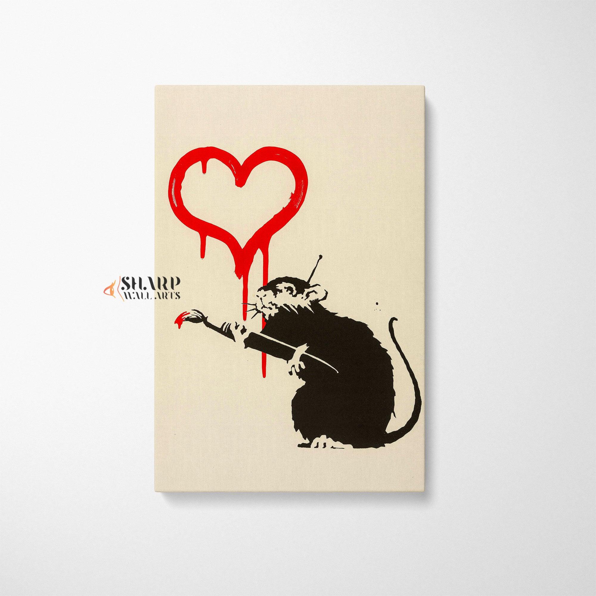 Banksy Rat Love Canvas Wall Art - SharpWallArts