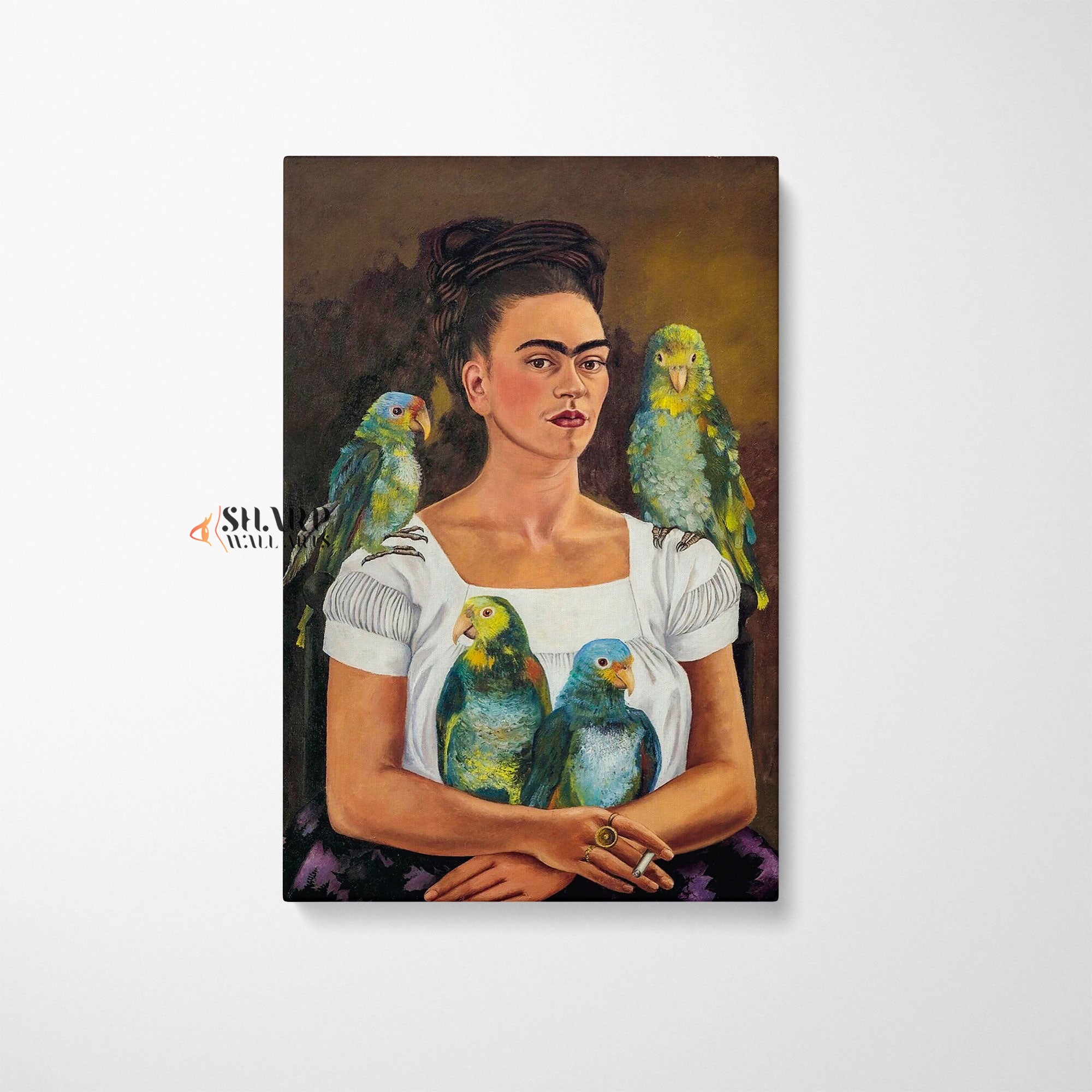 Frida Kahlo Me And My Parrot Canvas Wall Art