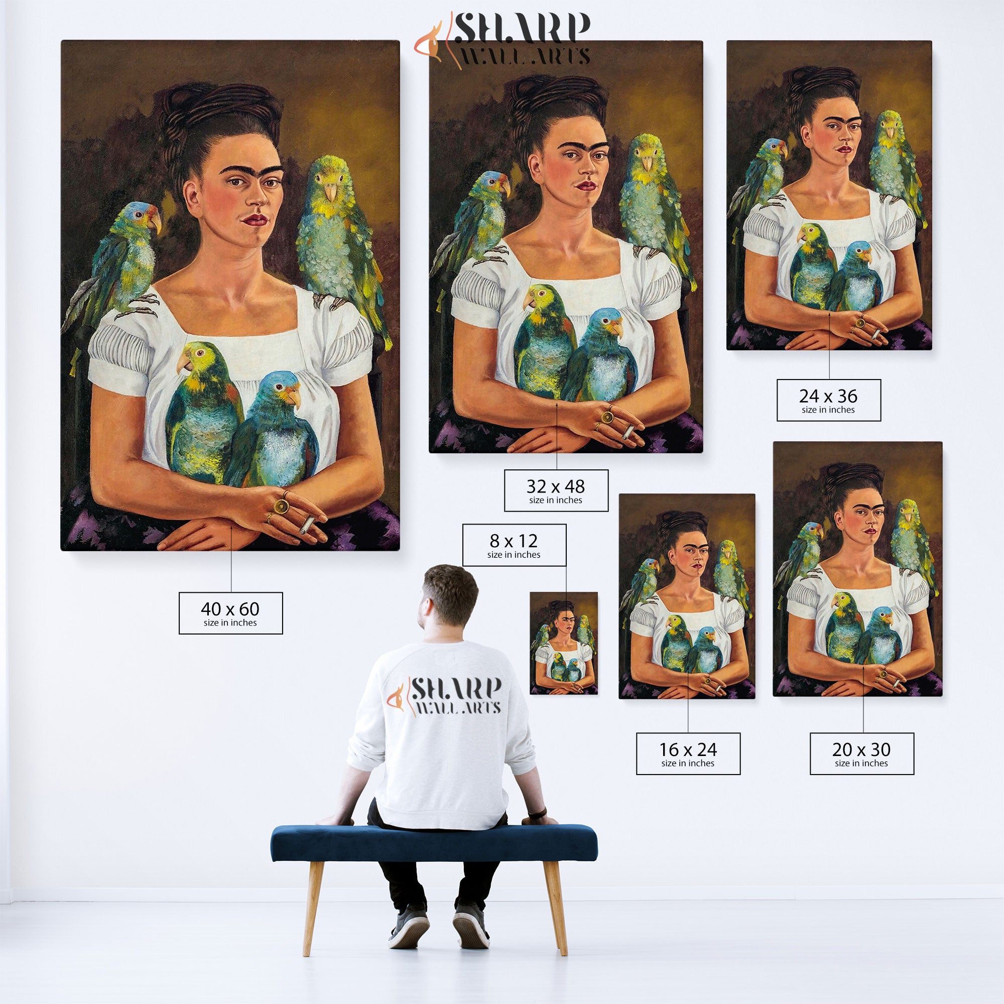 Frida Kahlo Me And My Parrot Canvas Wall Art