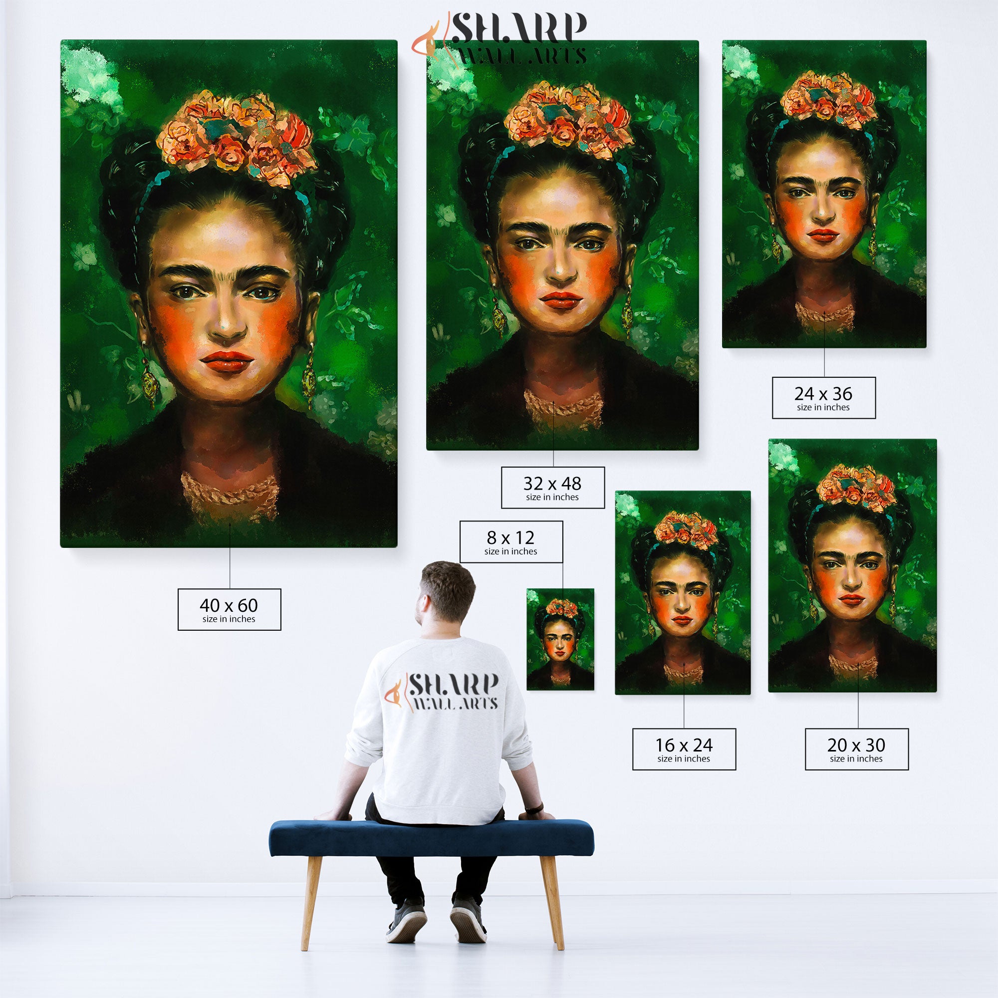 Frida Kahlo Portrait With Orange Flowers In Hair Canvas Wall Art