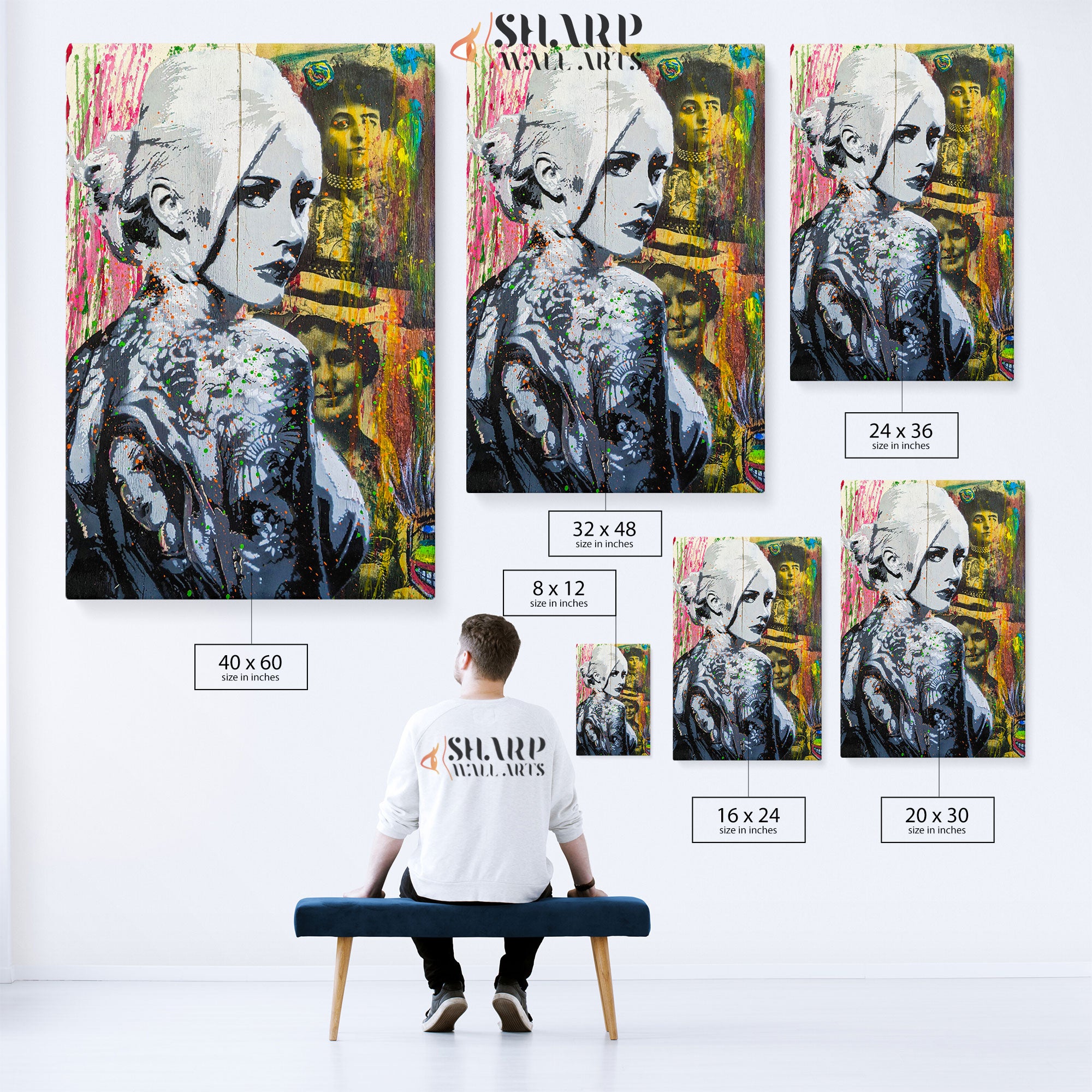 Tattoo Girl Graffiti Canvas Wall Art