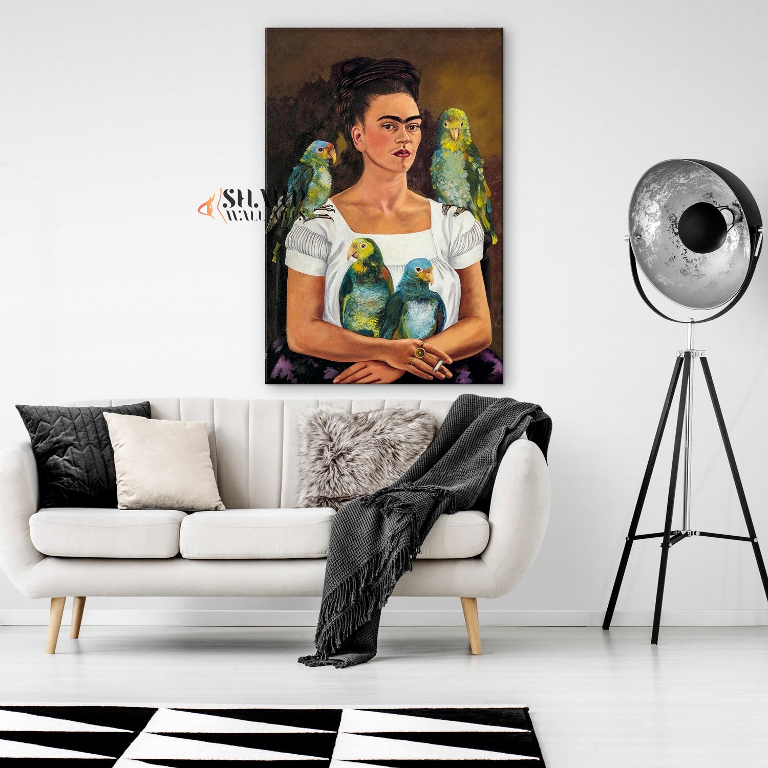 Frida Kahlo Me And My Parrot Canvas Wall Art