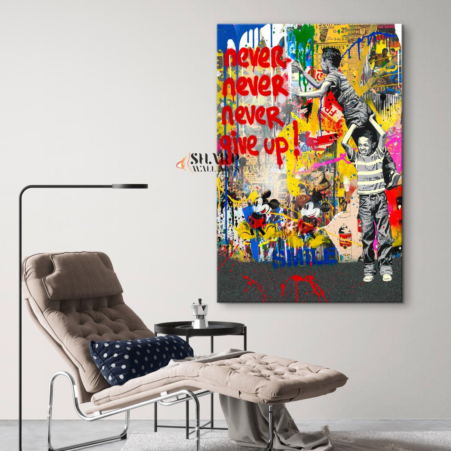 Banksy Never Give Up Canvas Wall Art - SharpWallArts