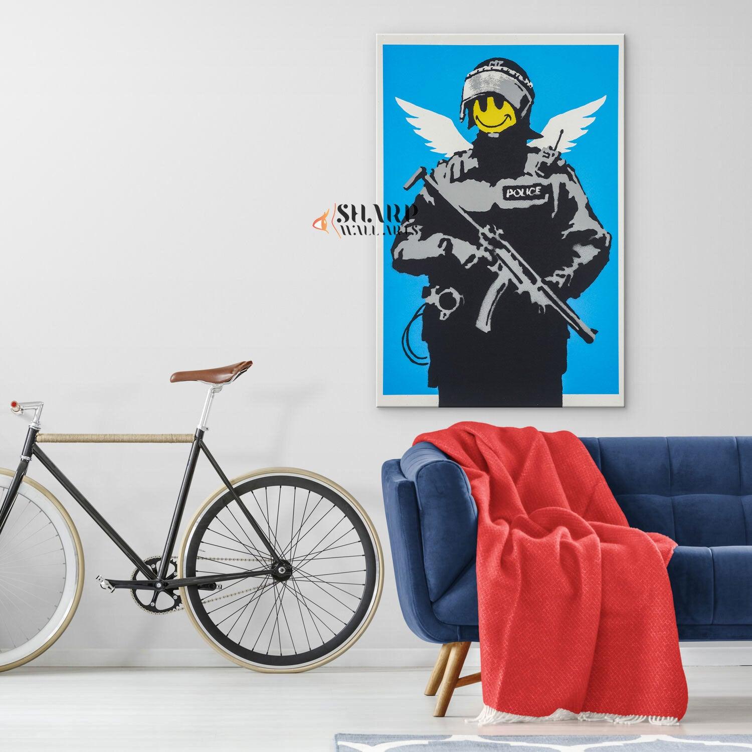 Banksy - Flying Copper Wall Art - SharpWallArts