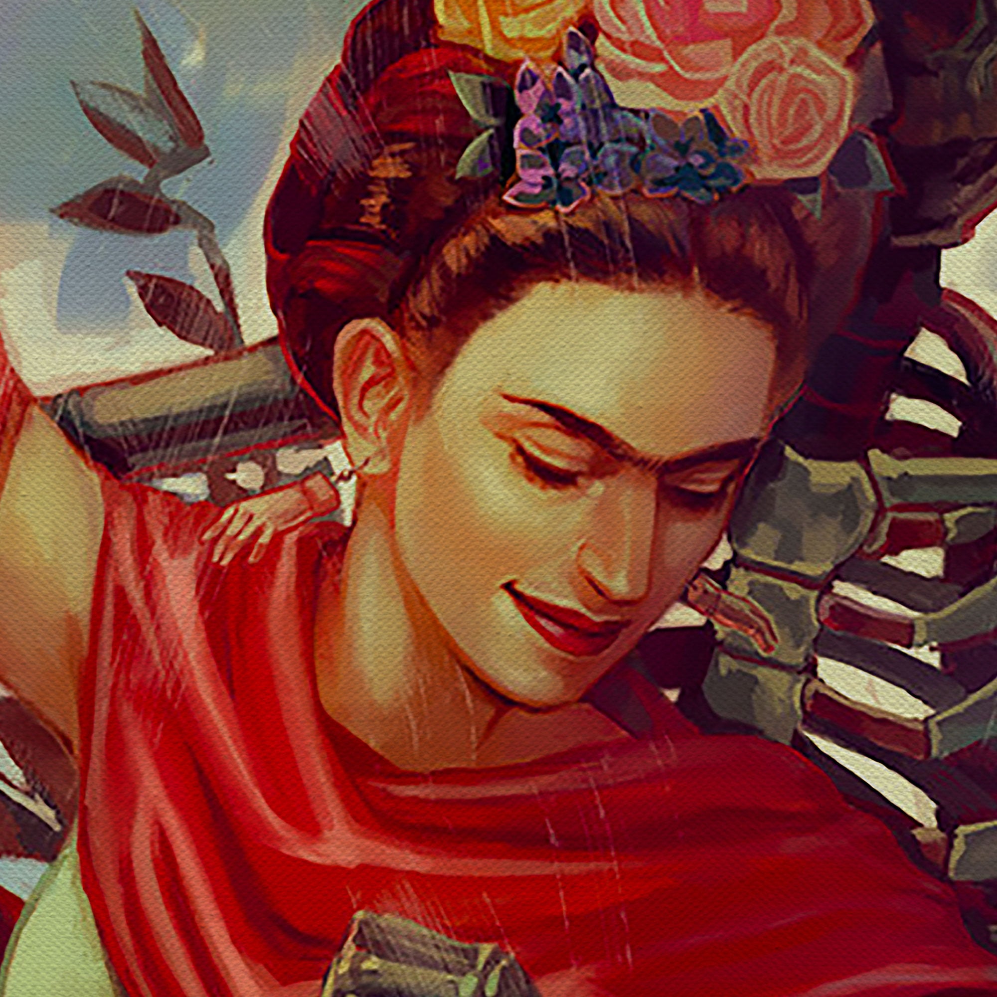 Frida Kahlo Dancing With Skeleton Canvas Wall Art