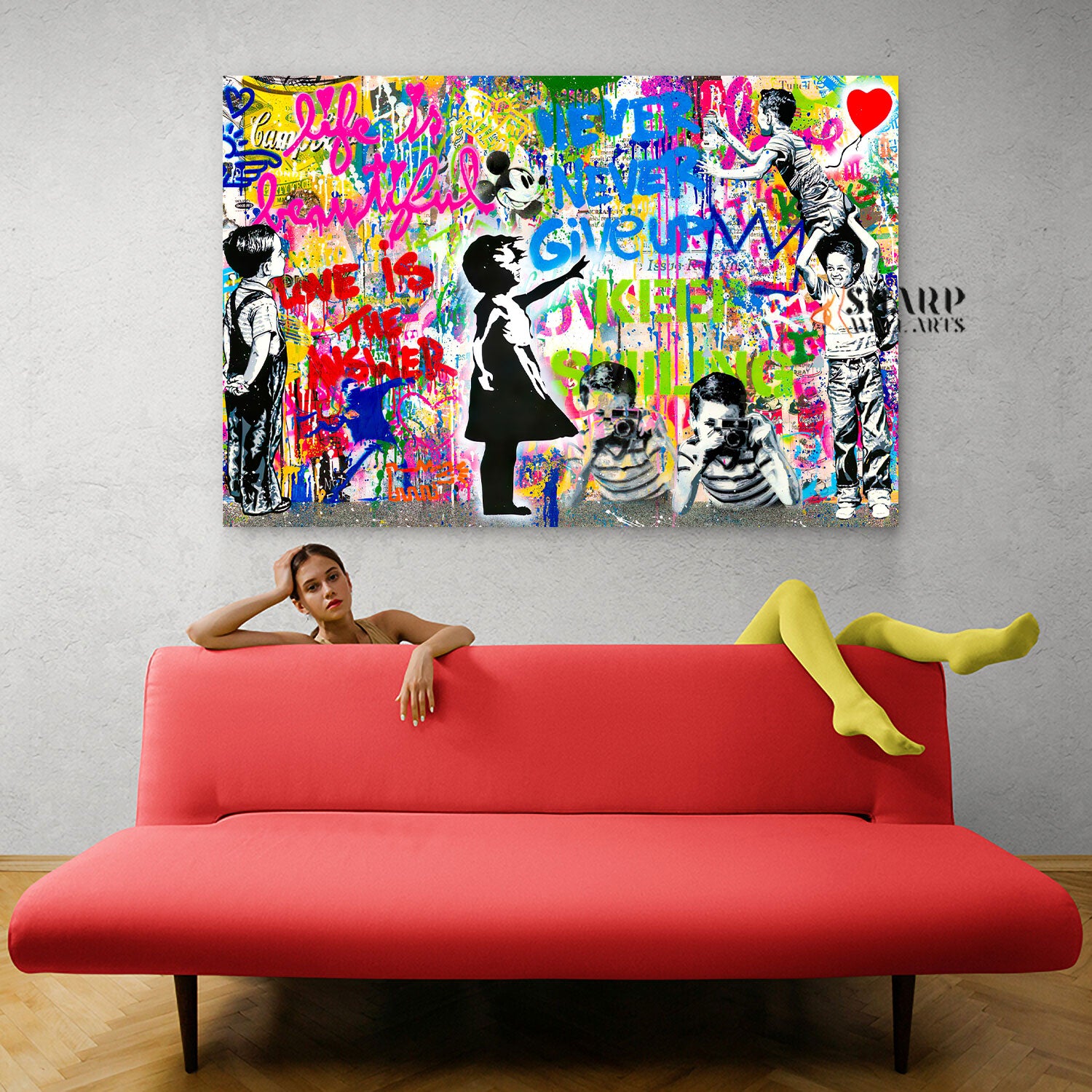 Banksy Mix Life Is Beautiful Canvas Wall Art