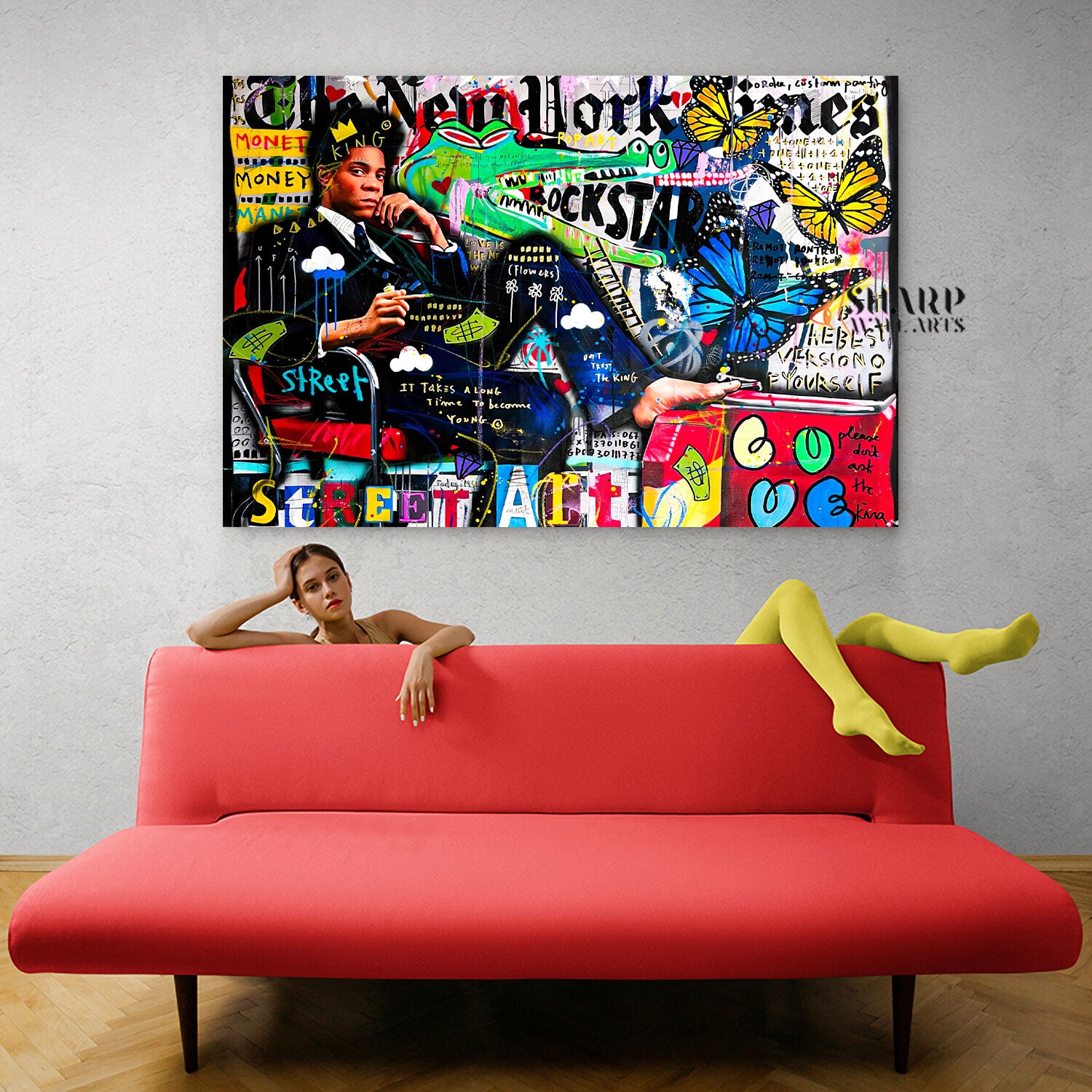 Jean Michel Basquiat New York Times Canvas Wall Art