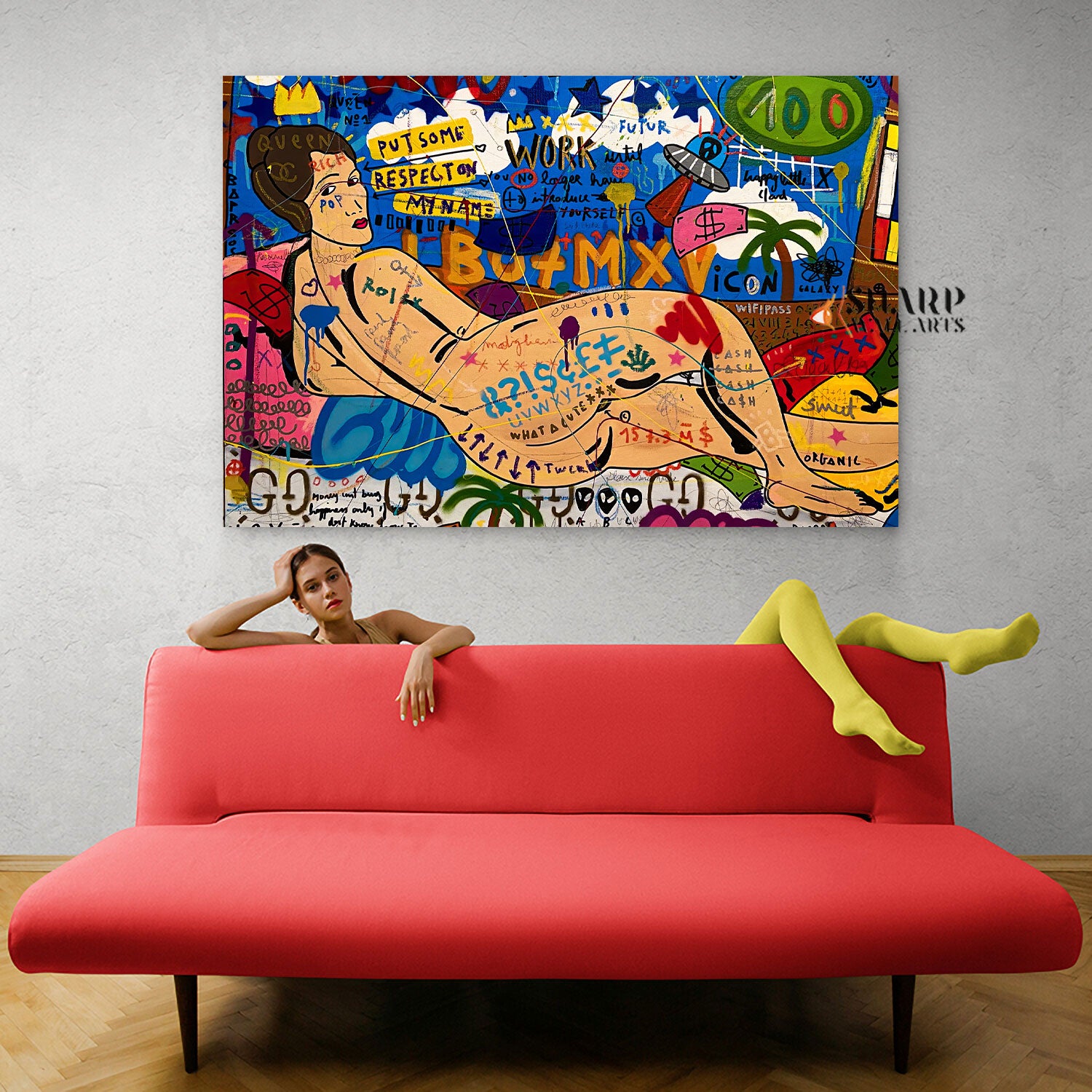 Lying Naked Woman Canvas Wall Art
