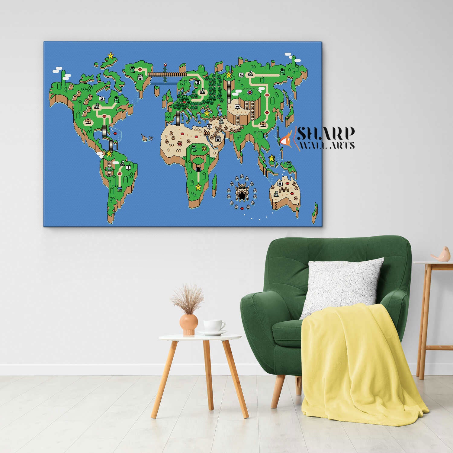 Super Mario World Map Canvas Wall Art