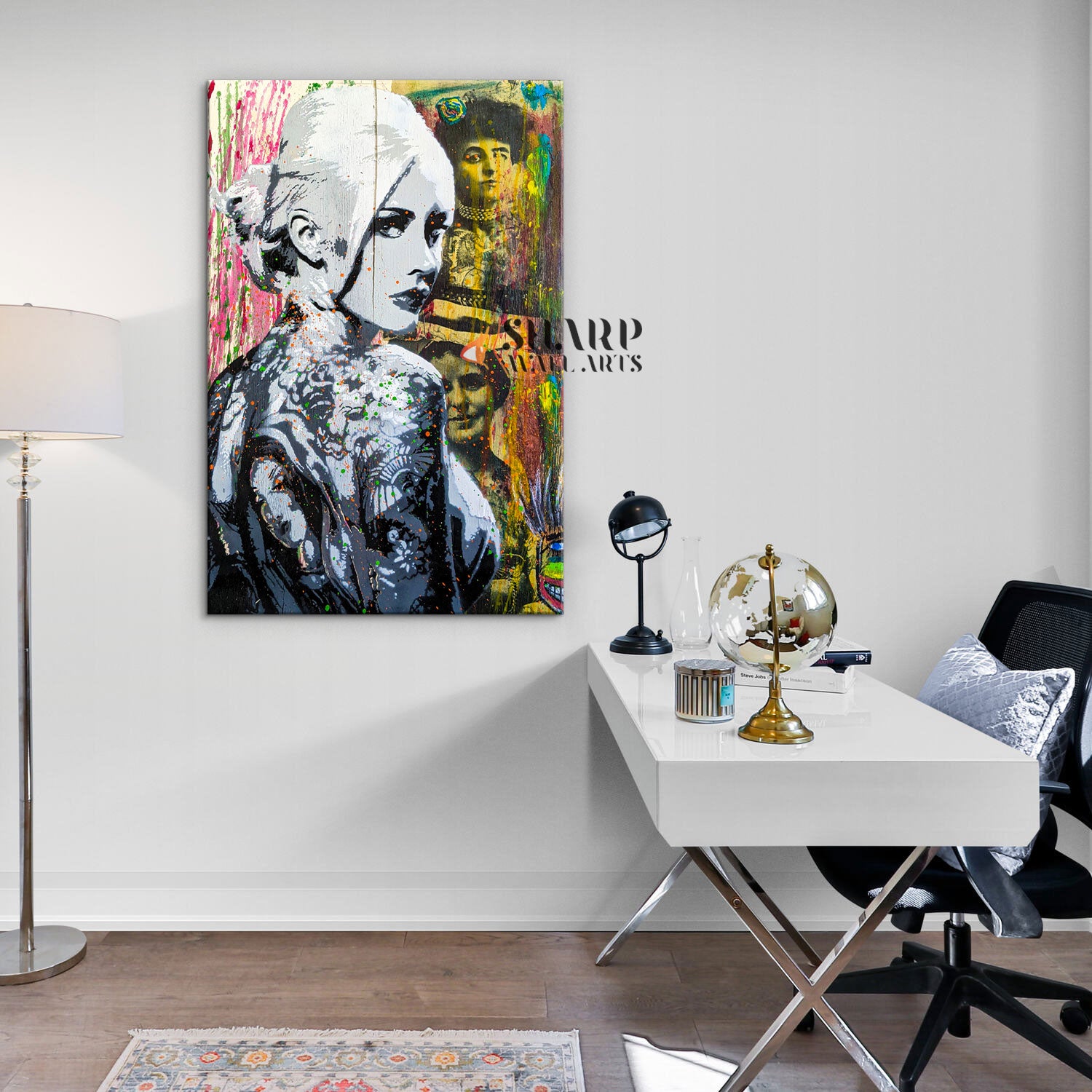 Tattoo Girl Graffiti Canvas Wall Art