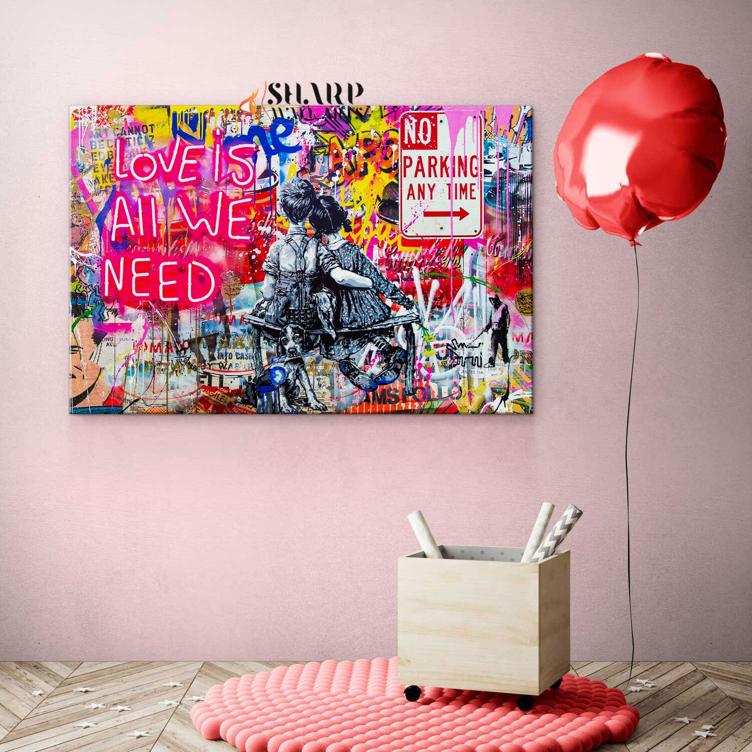 Banksy Love Is All We Need Canvas Wall Art