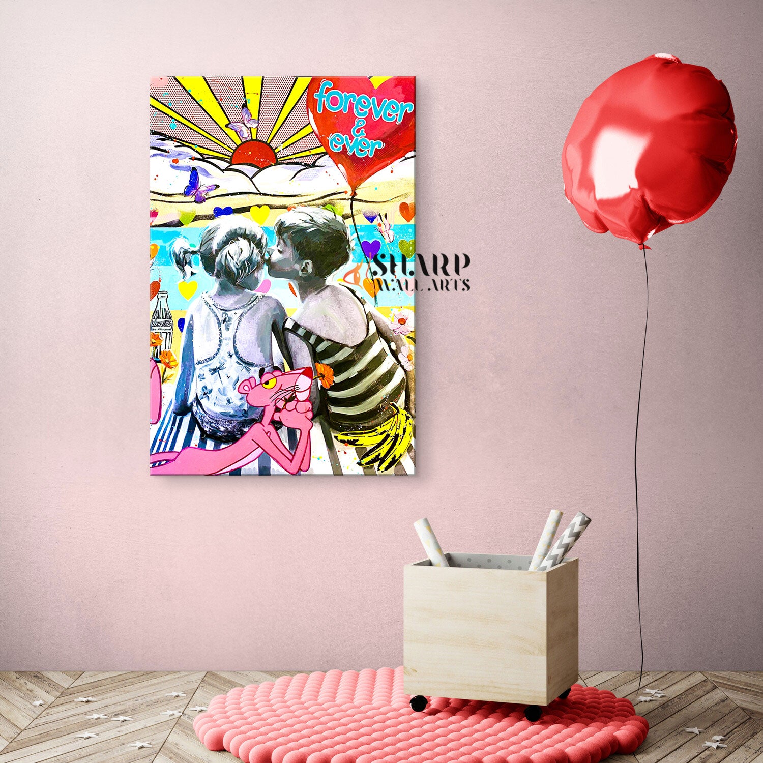Sunset Kids Love Canvas Wall Art
