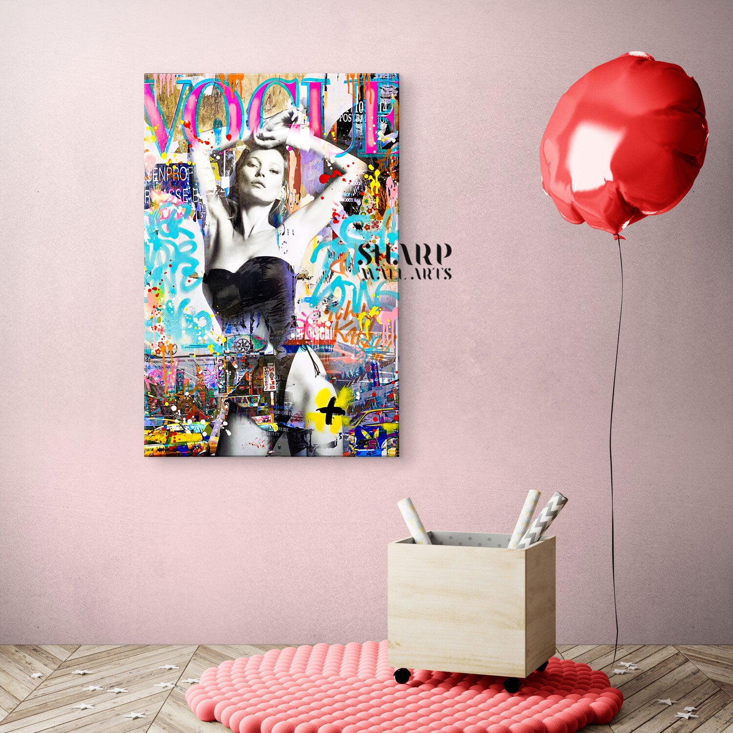 Vogue Model Graffiti Art Canvas