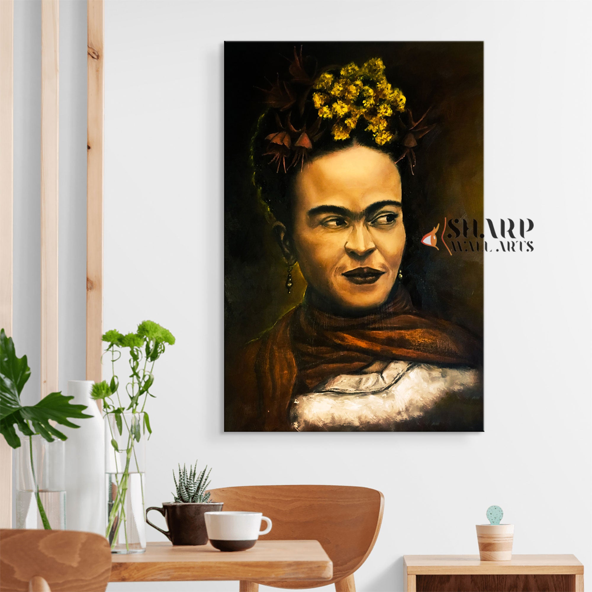 Frida Kahlo Portrait Painting Style Canvas Wall Art