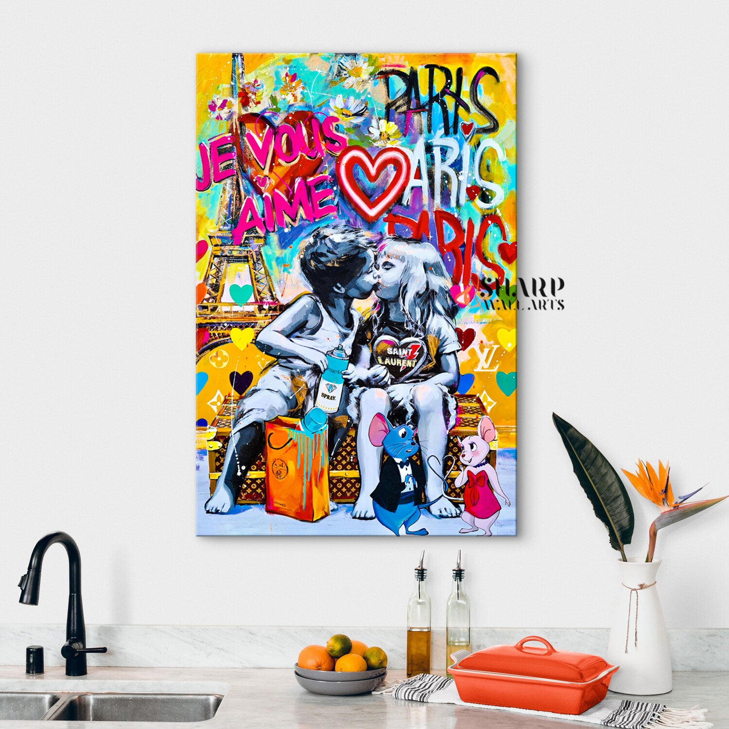 Kids Paris Love Canvas Wall Art