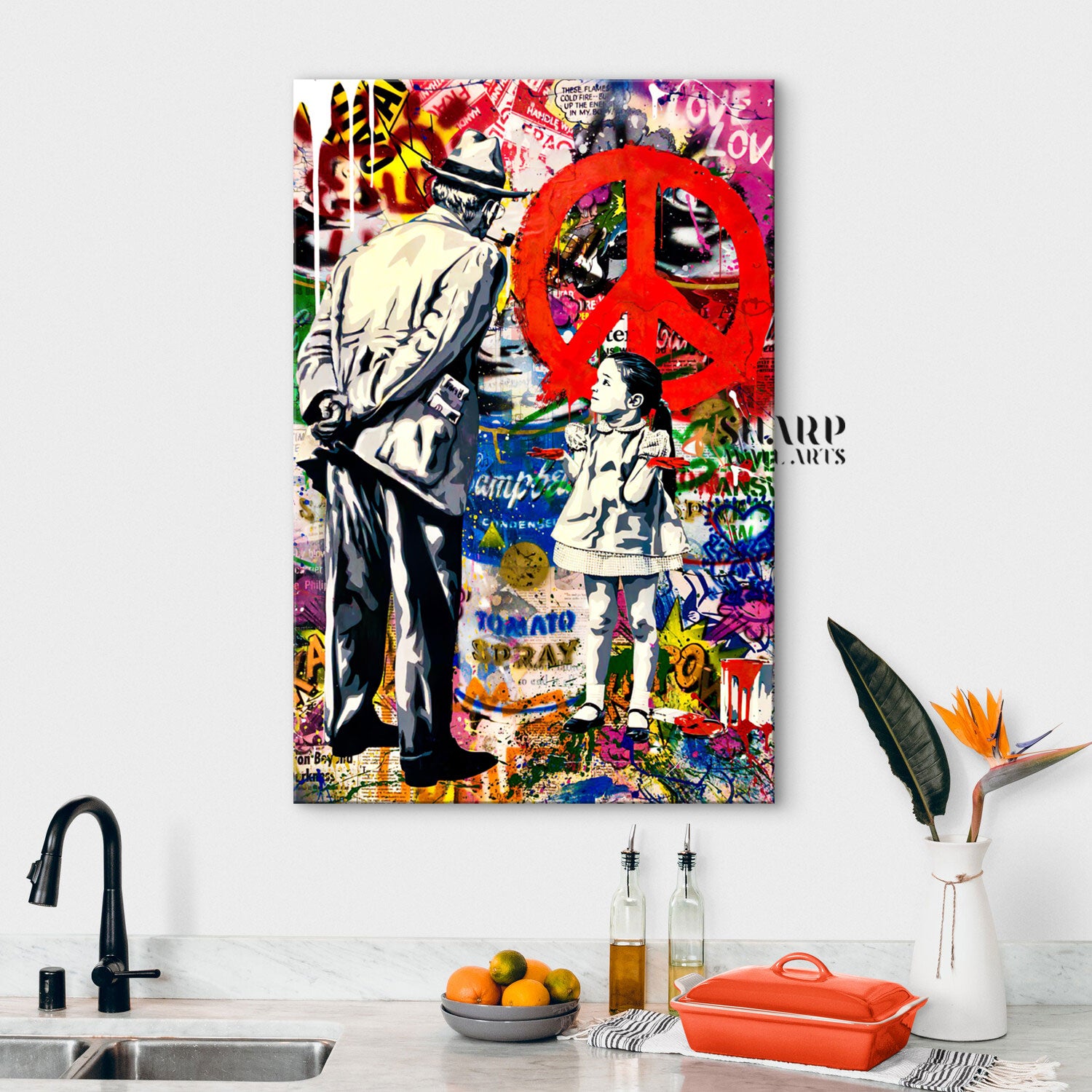 Caught Red Handed Peace Canvas Wall Art