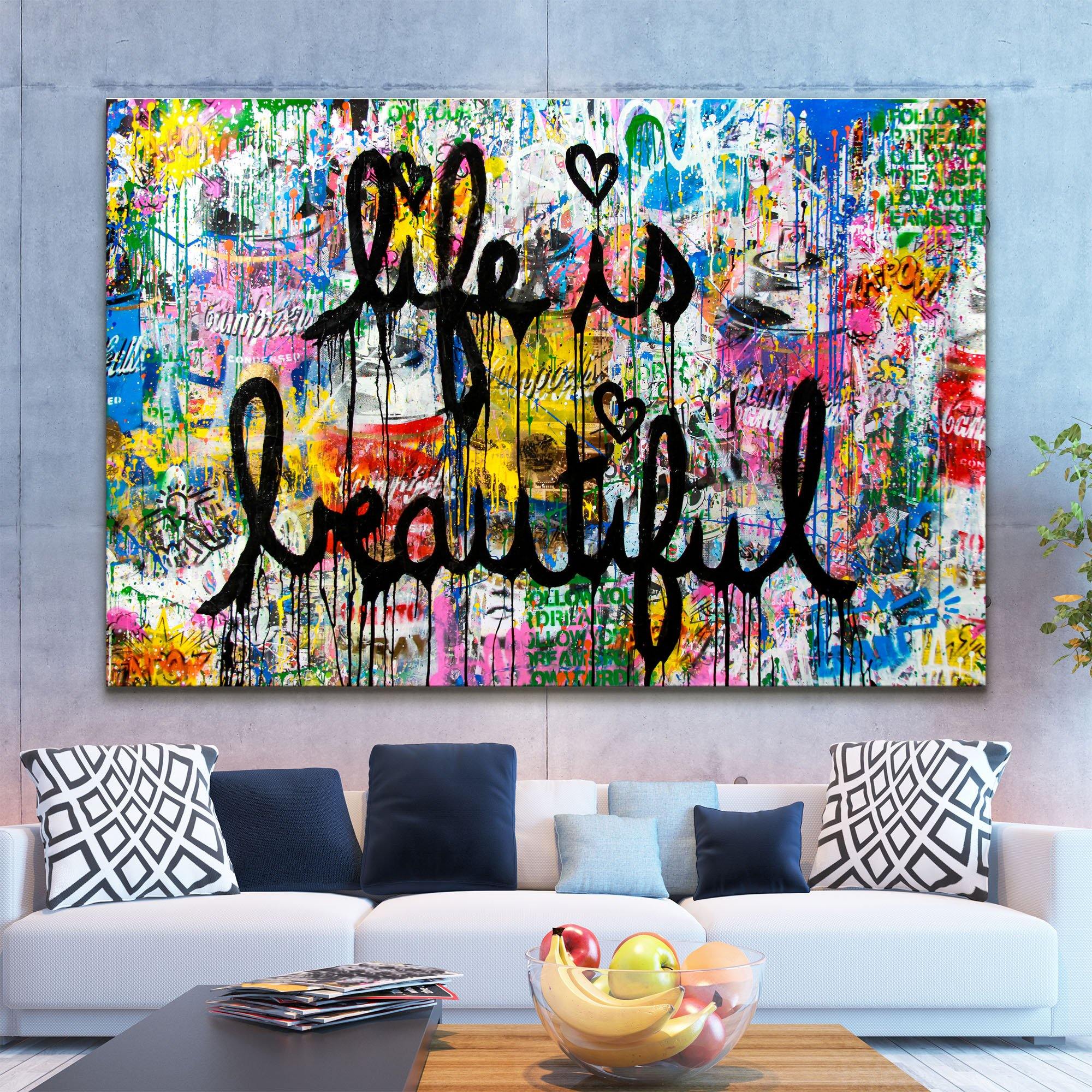 Banksy Life is Beautiful Canvas Wall Art - SharpWallArts