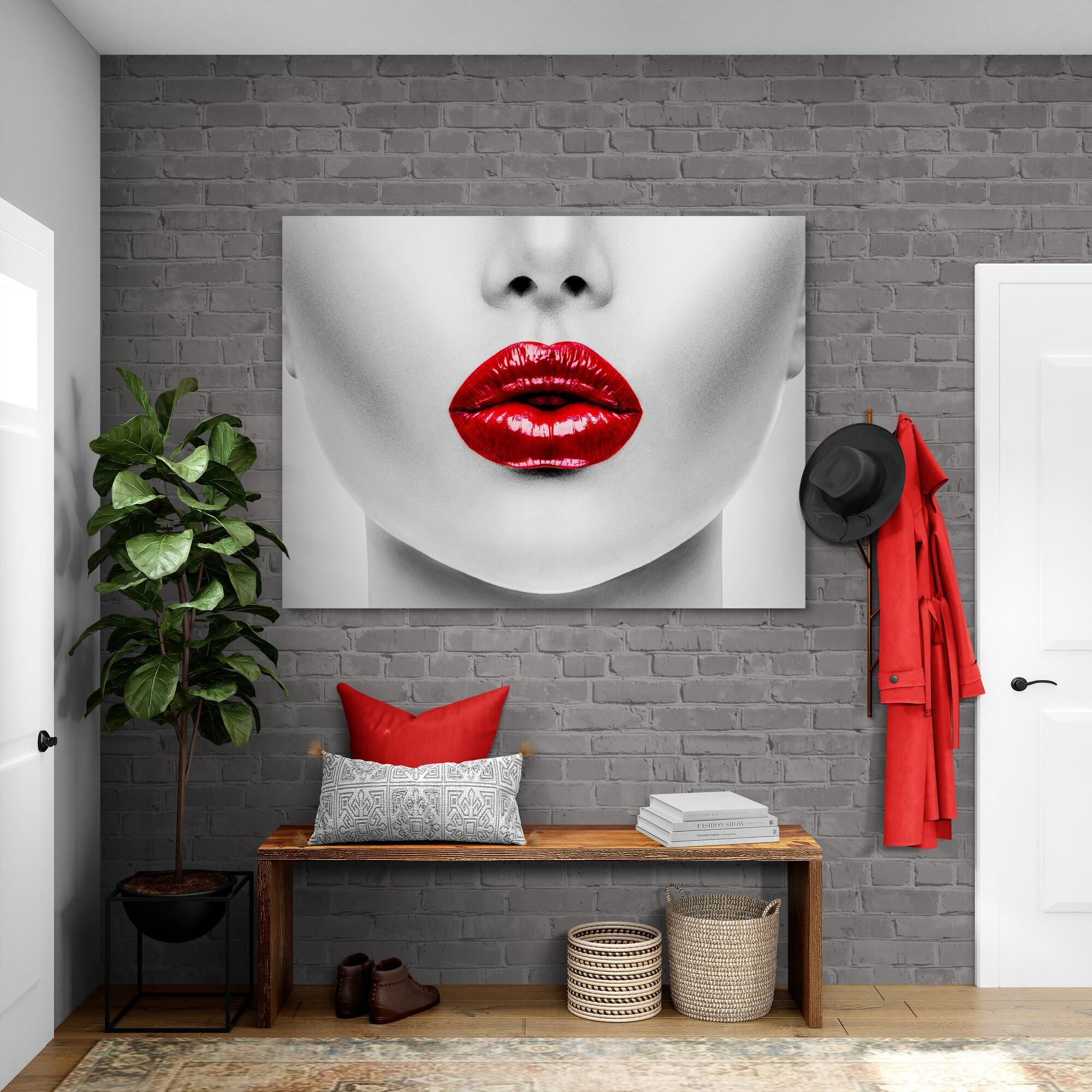 Red Lips Wall Art Canvas - SharpWallArts