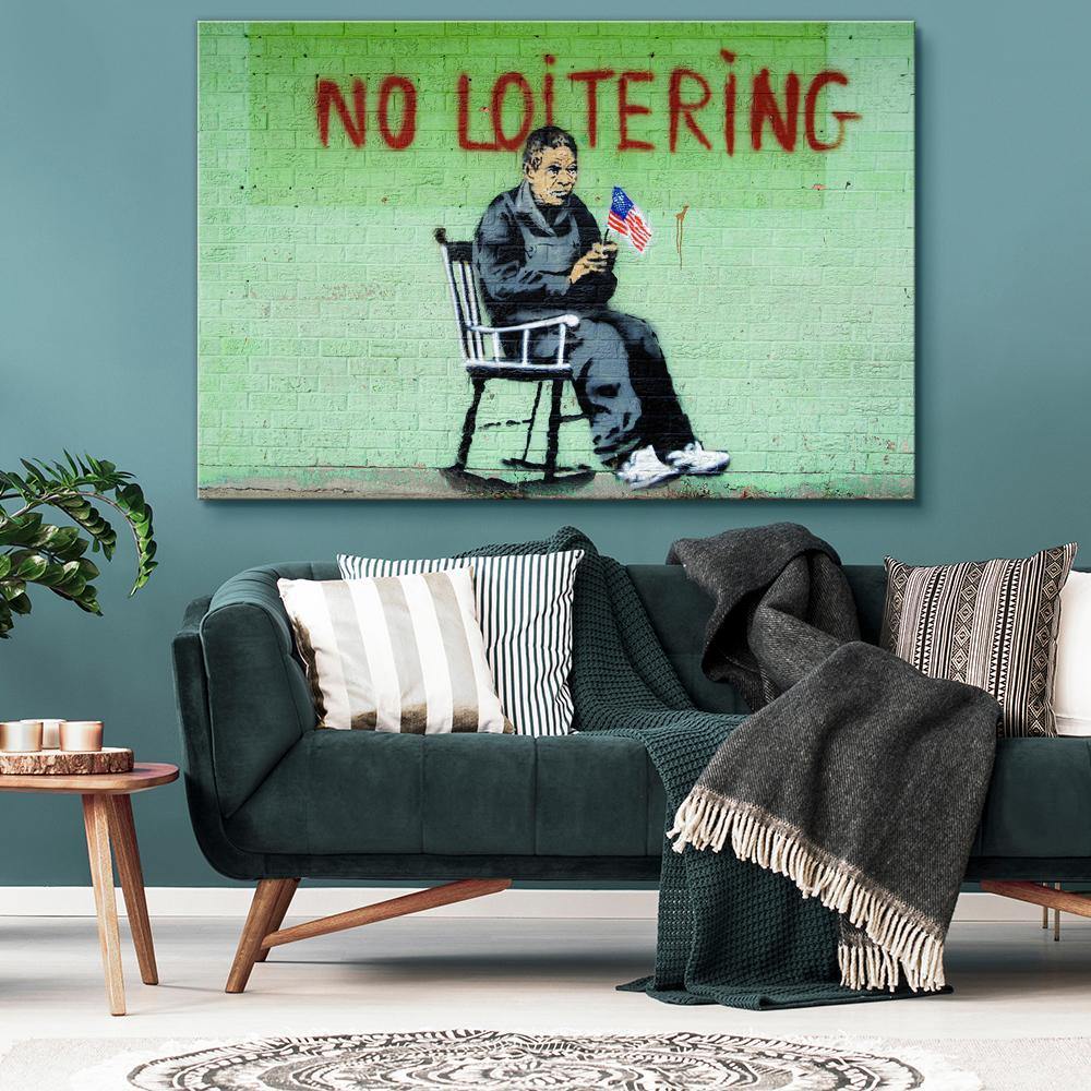 Banksy - No Loitering Wall Art Canvas - SharpWallArts
