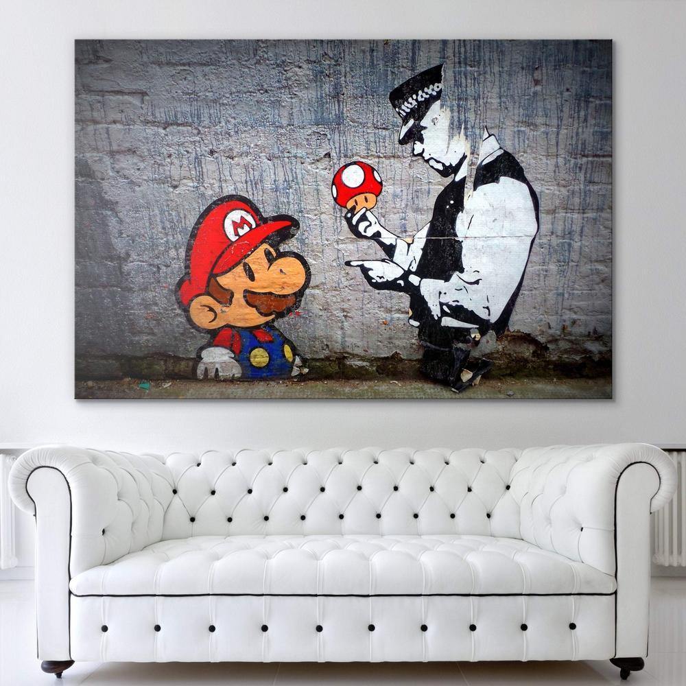 Banksy Super Mario Wall Art Canvas - SharpWallArts
