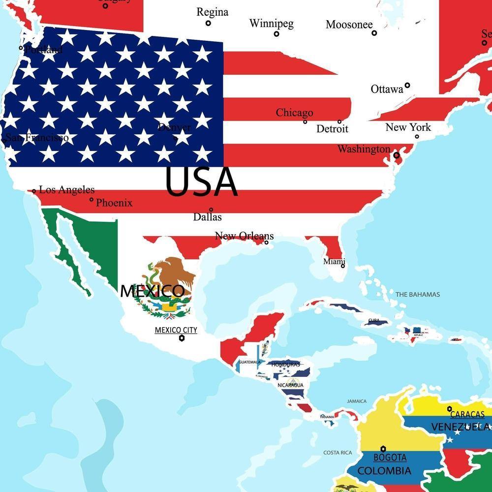 World Map Large Canvas With Countries - Living Room Wall Decor - SharpWallArts